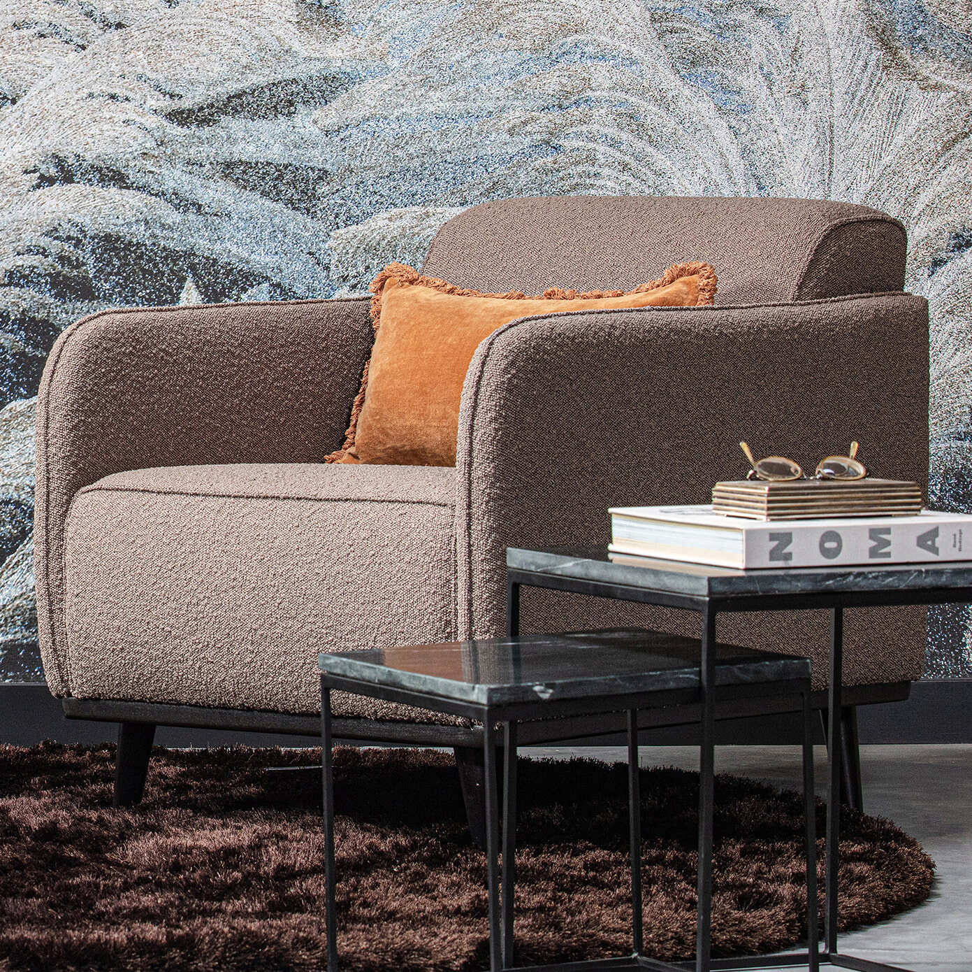 BePureHome Fauteuil 'Statement' Met arm, Bouclé, kleur Nougat BePureHome Fauteuil 'Statement' Met arm, Bouclé, kleur Nougat