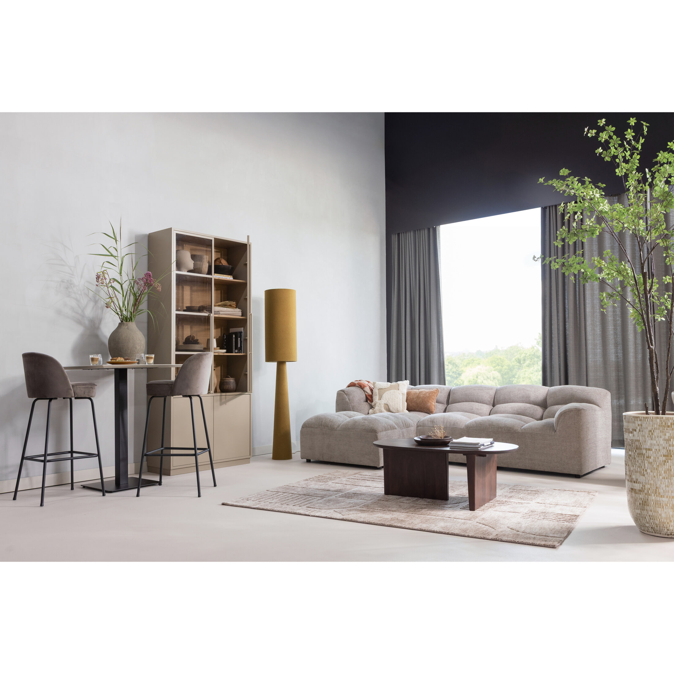 WOOOD Vloerlamp 'Loft' Bouclé, 187cm, kleur Tapenade