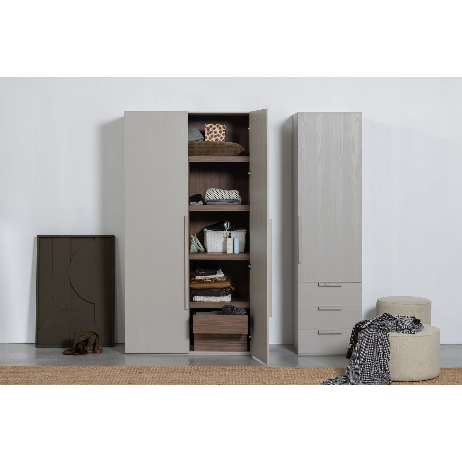 WOOOD Kledingkast 'Rens' 1-deurs, kleur Pebble Grey