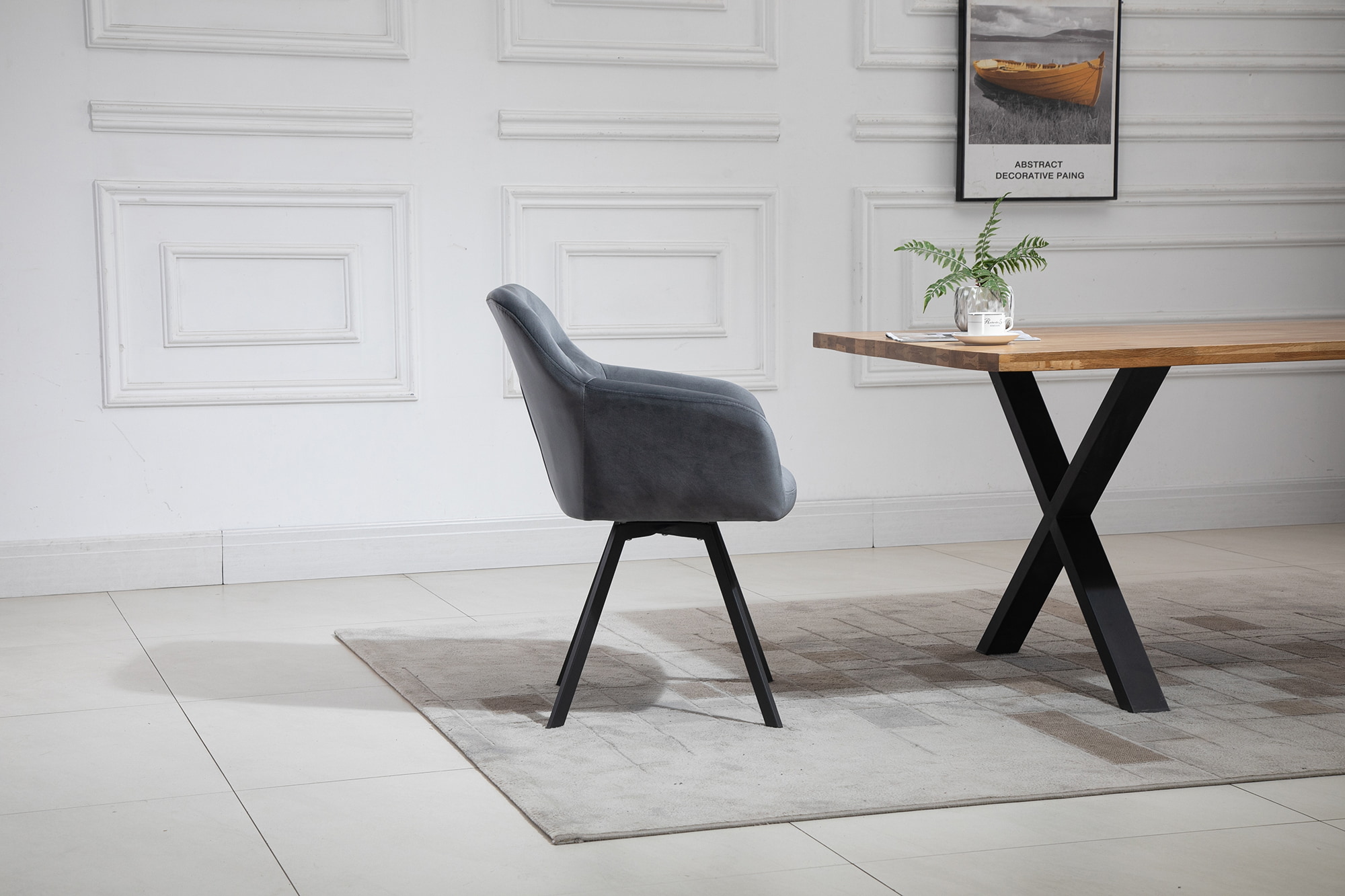 Artistiq Eetkamerstoel 'Romeo' Velvet, Draaibaar, kleur Grijs