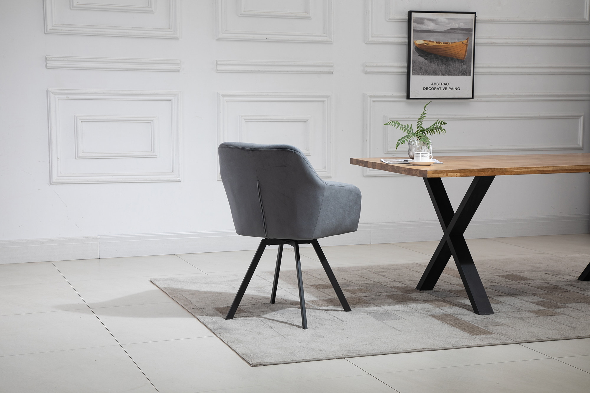 Artistiq Eetkamerstoel 'Romeo' Velvet, Draaibaar, kleur Grijs