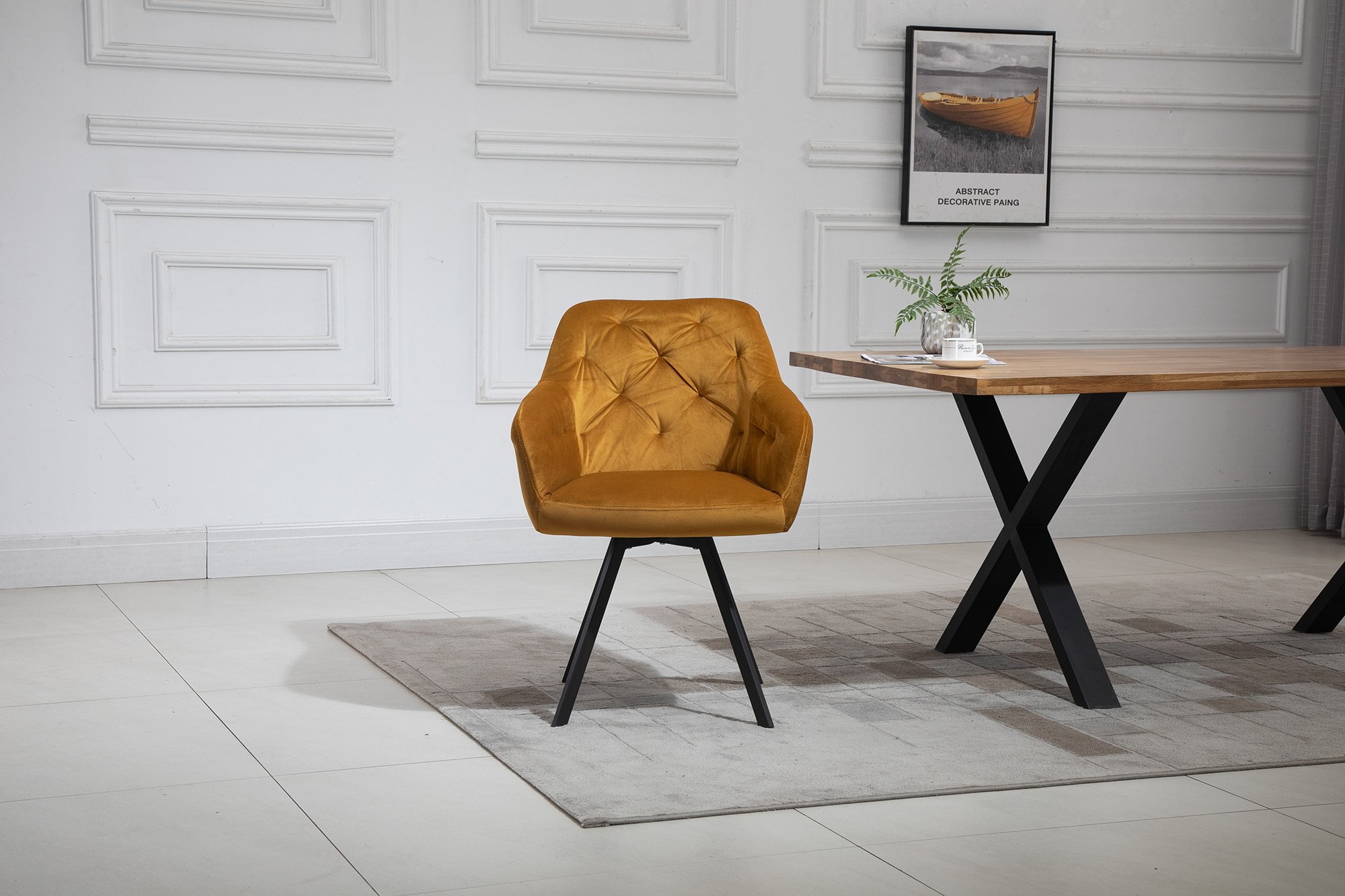 Artistiq Eetkamerstoel 'Romeo' Velvet, kleur geel