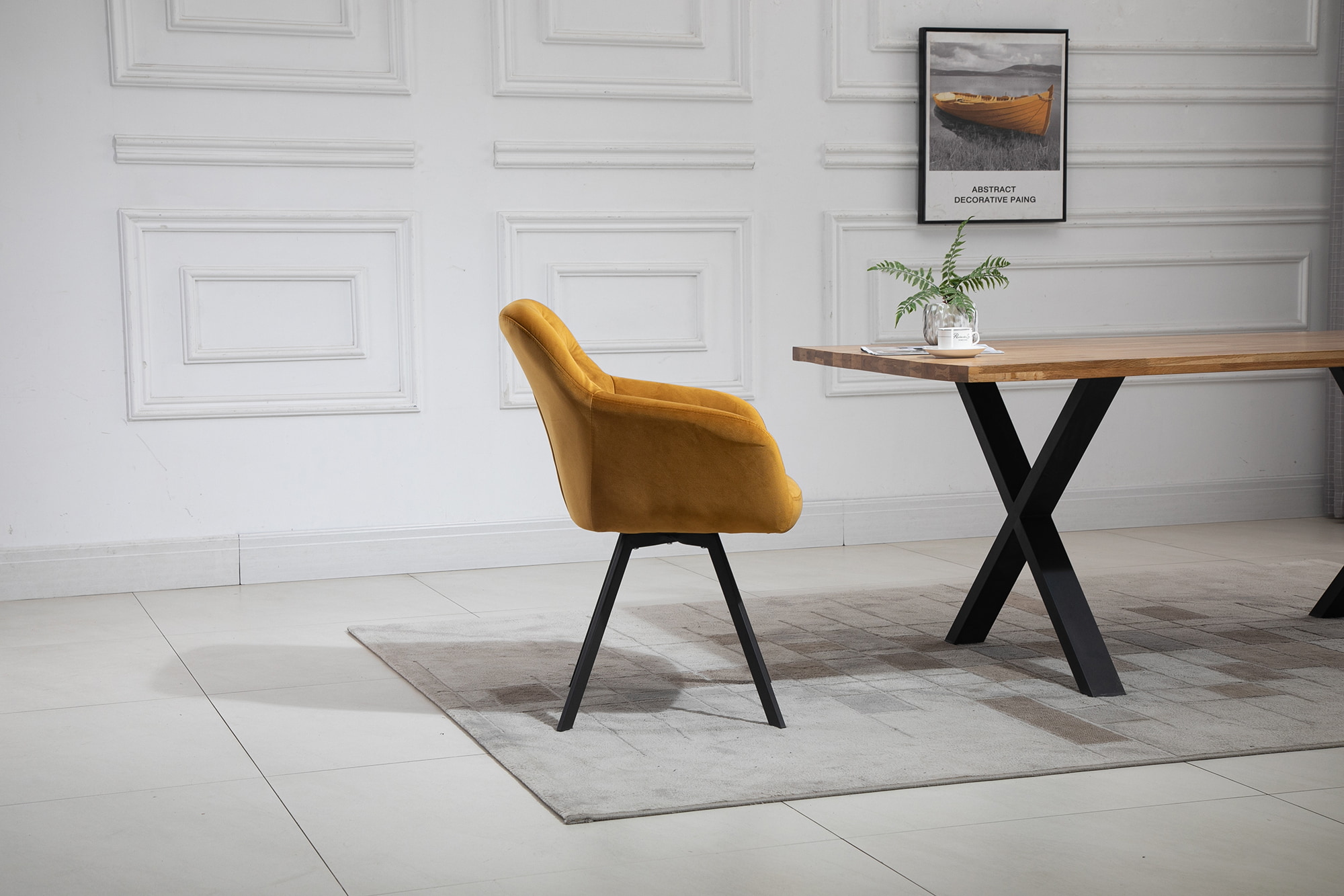Artistiq Eetkamerstoel 'Romeo' Velvet, kleur geel