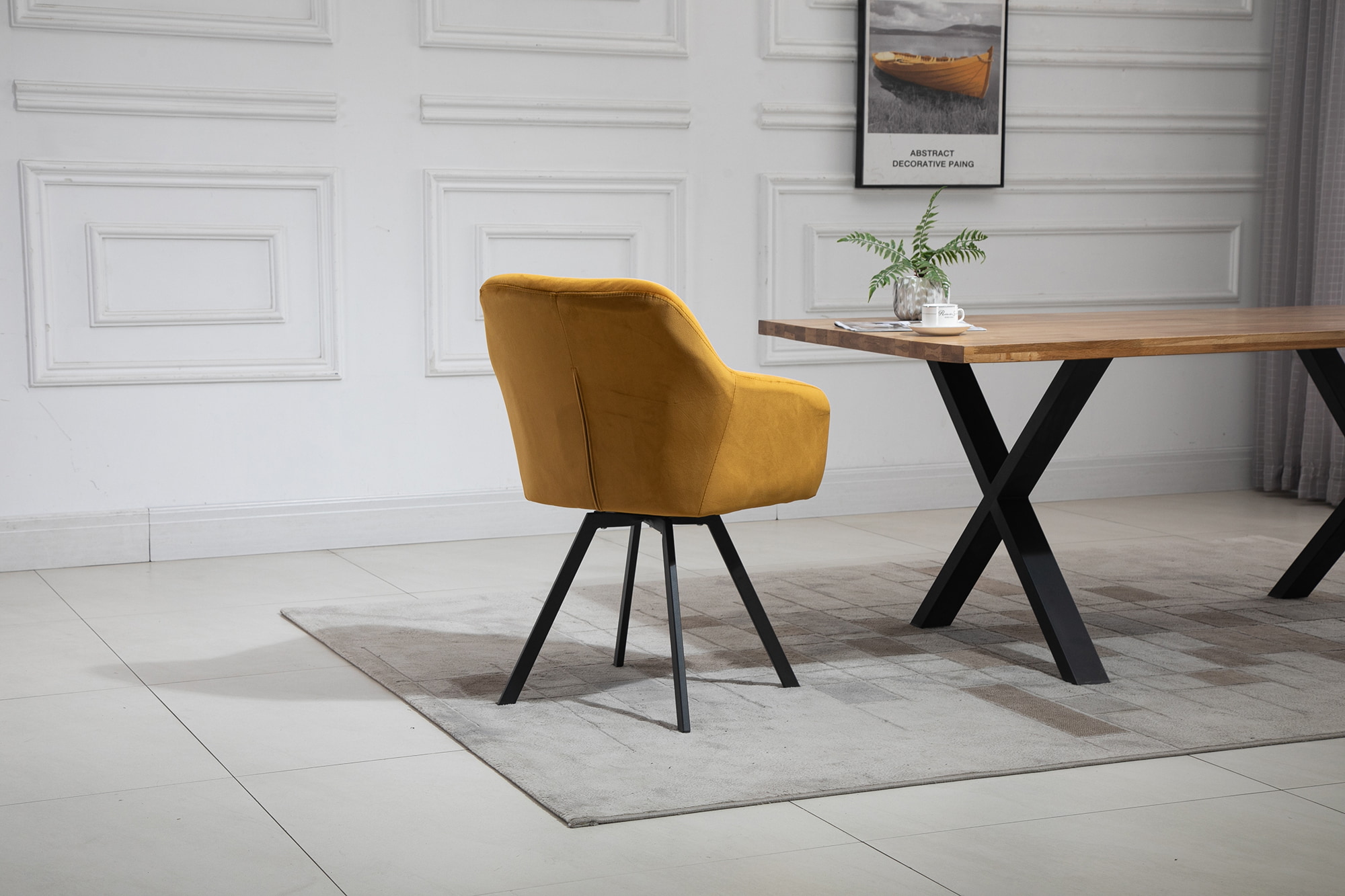 Artistiq Eetkamerstoel 'Romeo' Velvet, kleur geel