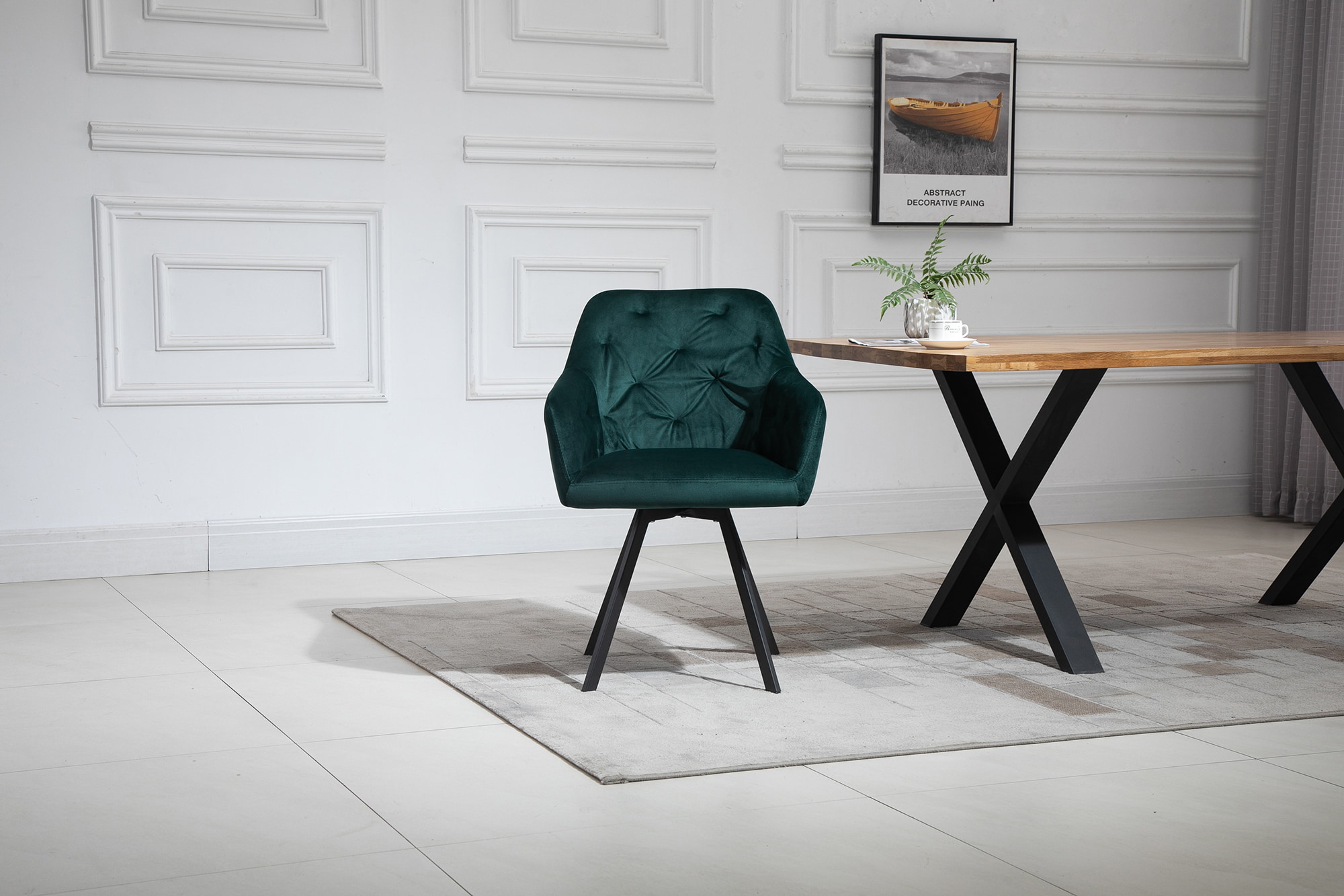Artistiq Eetkamerstoel 'Romeo' Velvet, kleur groen