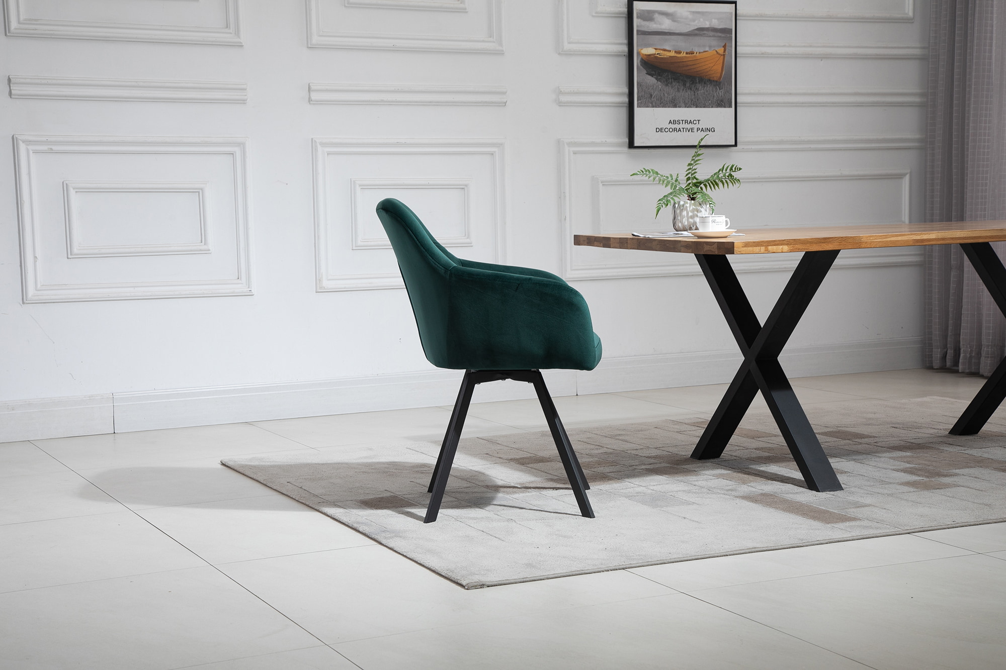 Artistiq Eetkamerstoel 'Romeo' Velvet, kleur groen