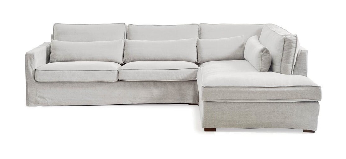 Rivièra Maison Loungebank 'Brompton Cross' Rechts, Cotton, kleur Ash Grey Rivièra Maison Loungebank 'Brompton Cross' Rechts, Cotton, kleur Ash Grey
