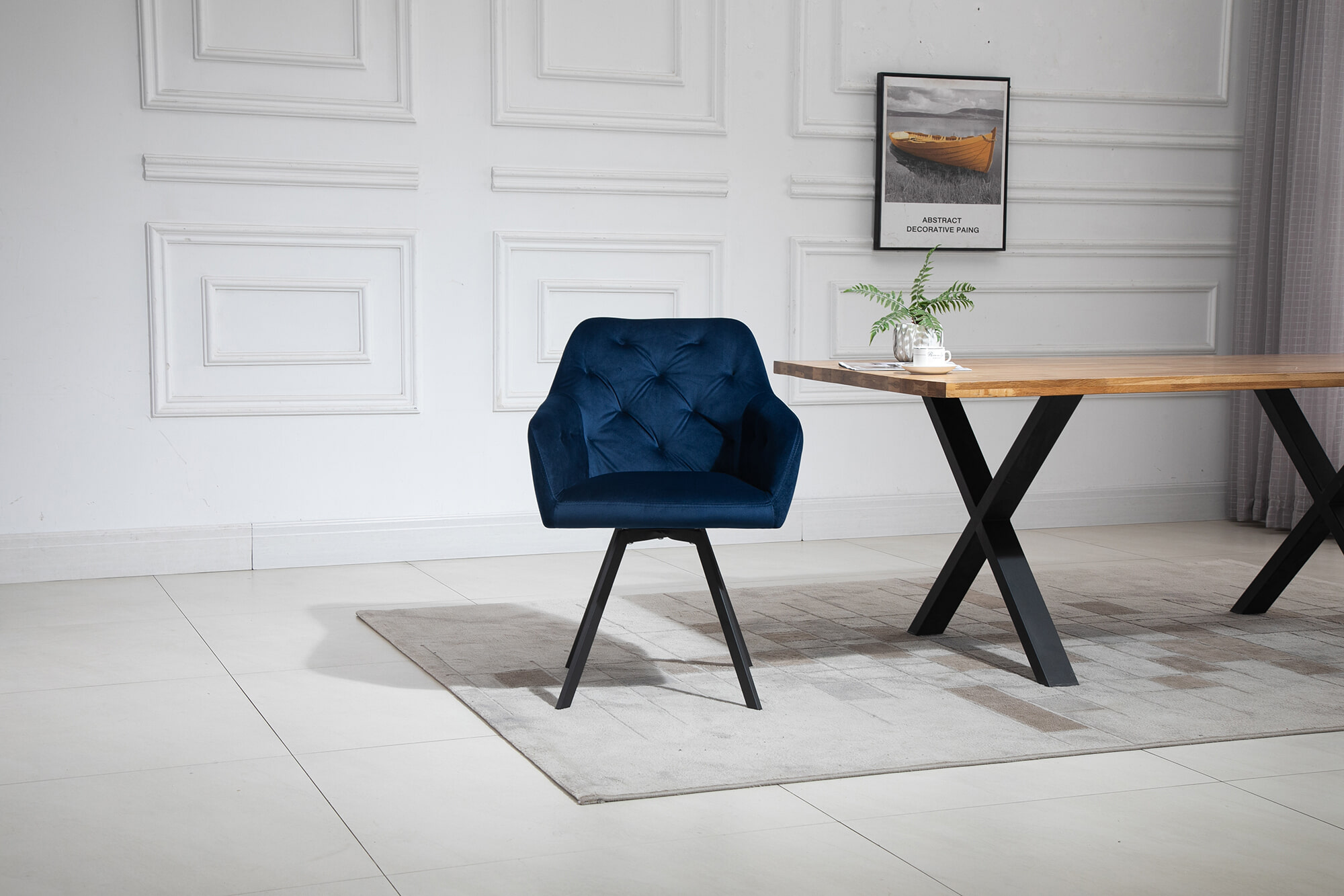 Artistiq Eetkamerstoel 'Romeo' Velvet, kleur blauw