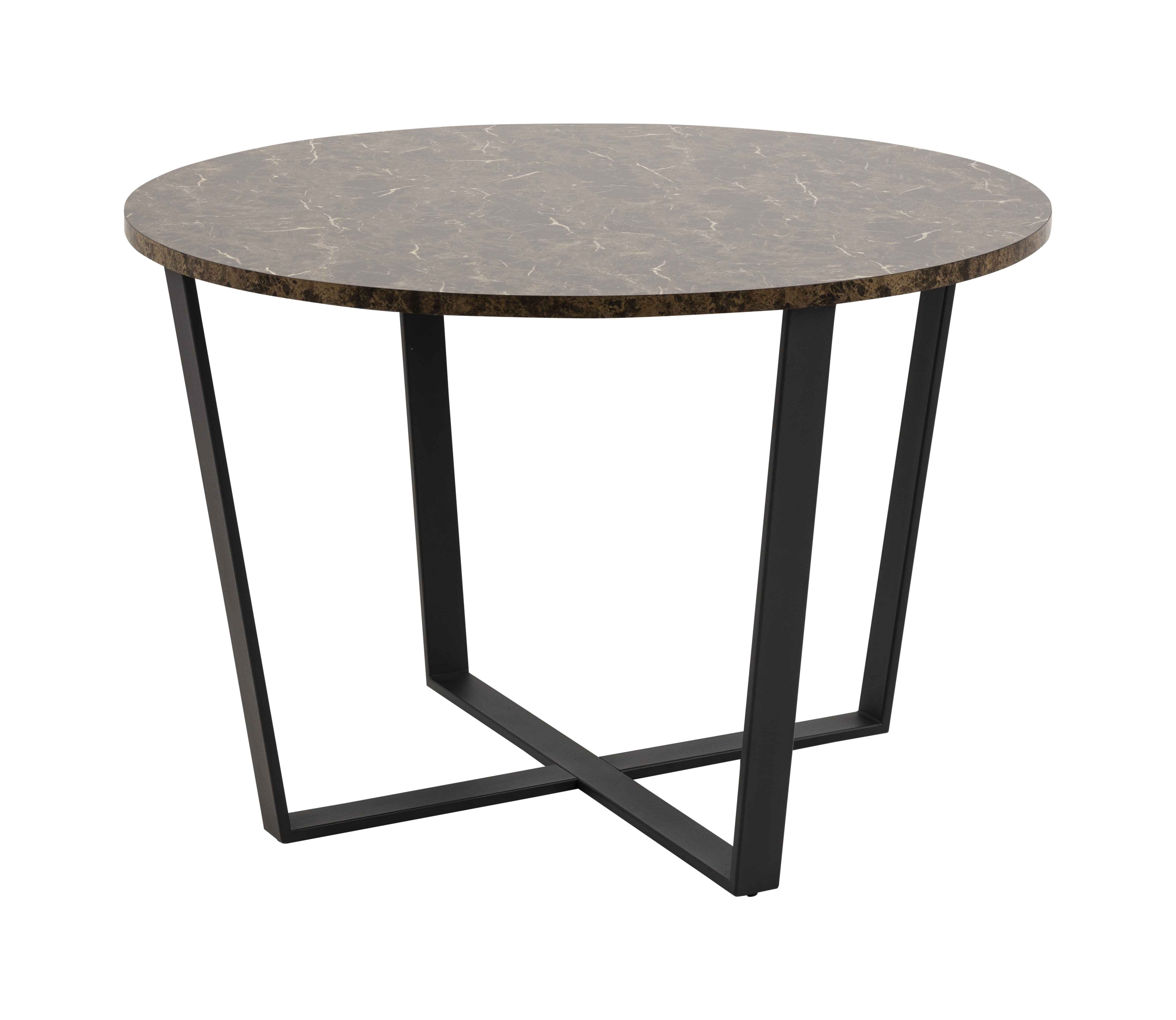 Bendt Ronde Eettafel 'Per' Ø110cm Marmerlook, kleur Bruin