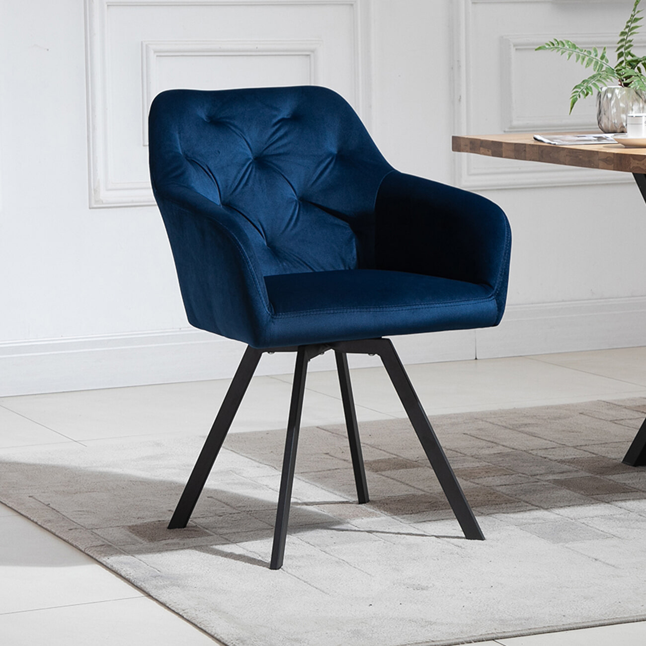 Artistiq Eetkamerstoel 'Romeo' Velvet, kleur blauw