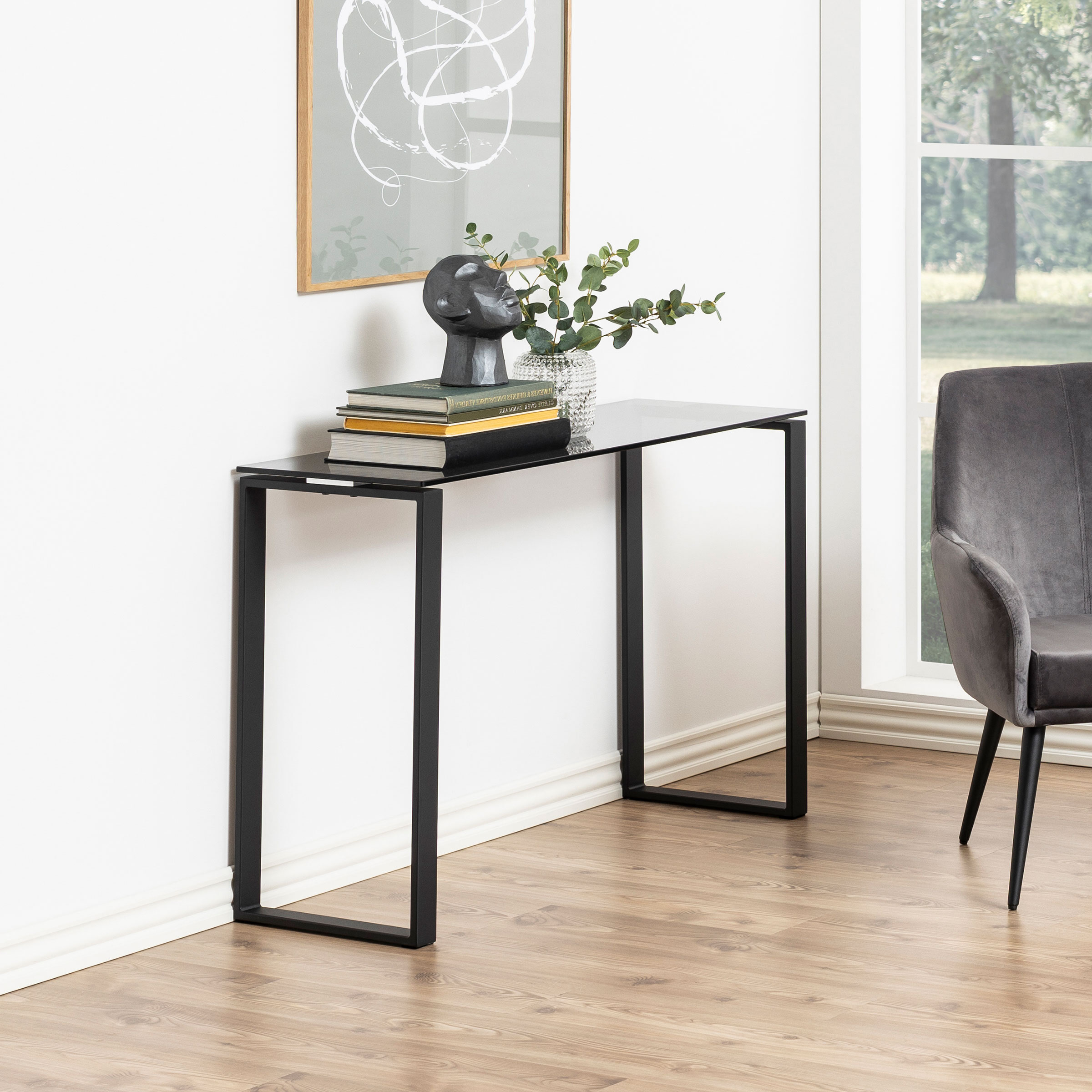 Bendt Sidetable 'Lone' Glas, 110cm, kleur Smoke Bendt Sidetable 'Lone' Glas, 110cm, kleur Smoke