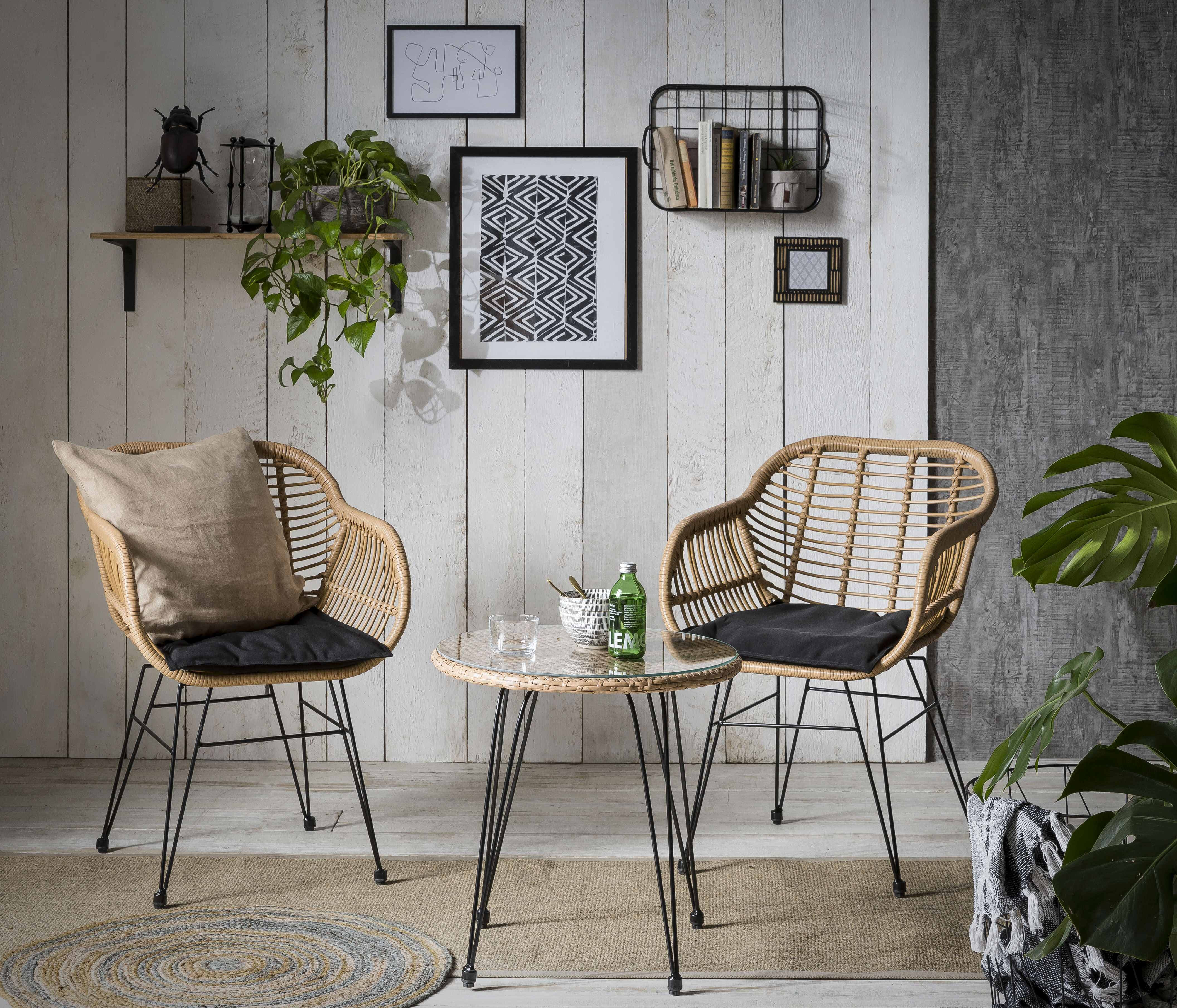 Artistiq Tuinsetje 'Mandela' Rotan, 2 stoelen + 1 bijzettafel