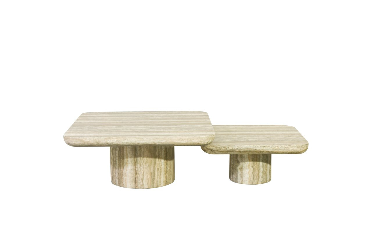 Richmond Salontafel Denizly Marmer en travertinlook, 140 x 80cm - Grijs
