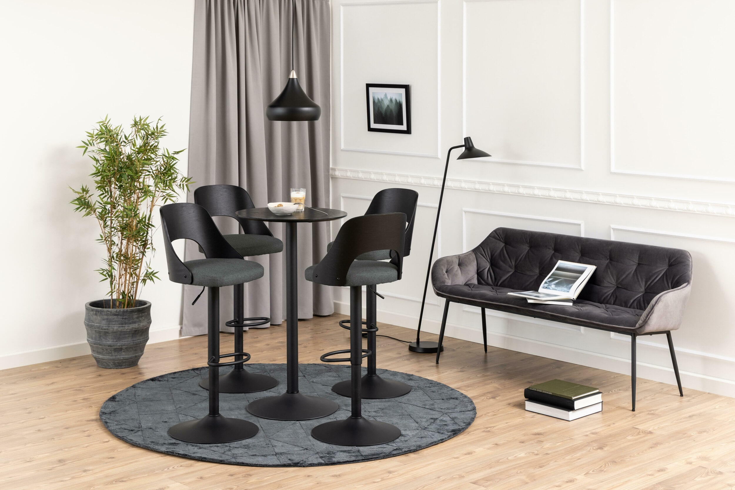 Bendt Draaibare Barkruk 'Vila' kleur Donkergrijs (zithoogte 62-84cm)