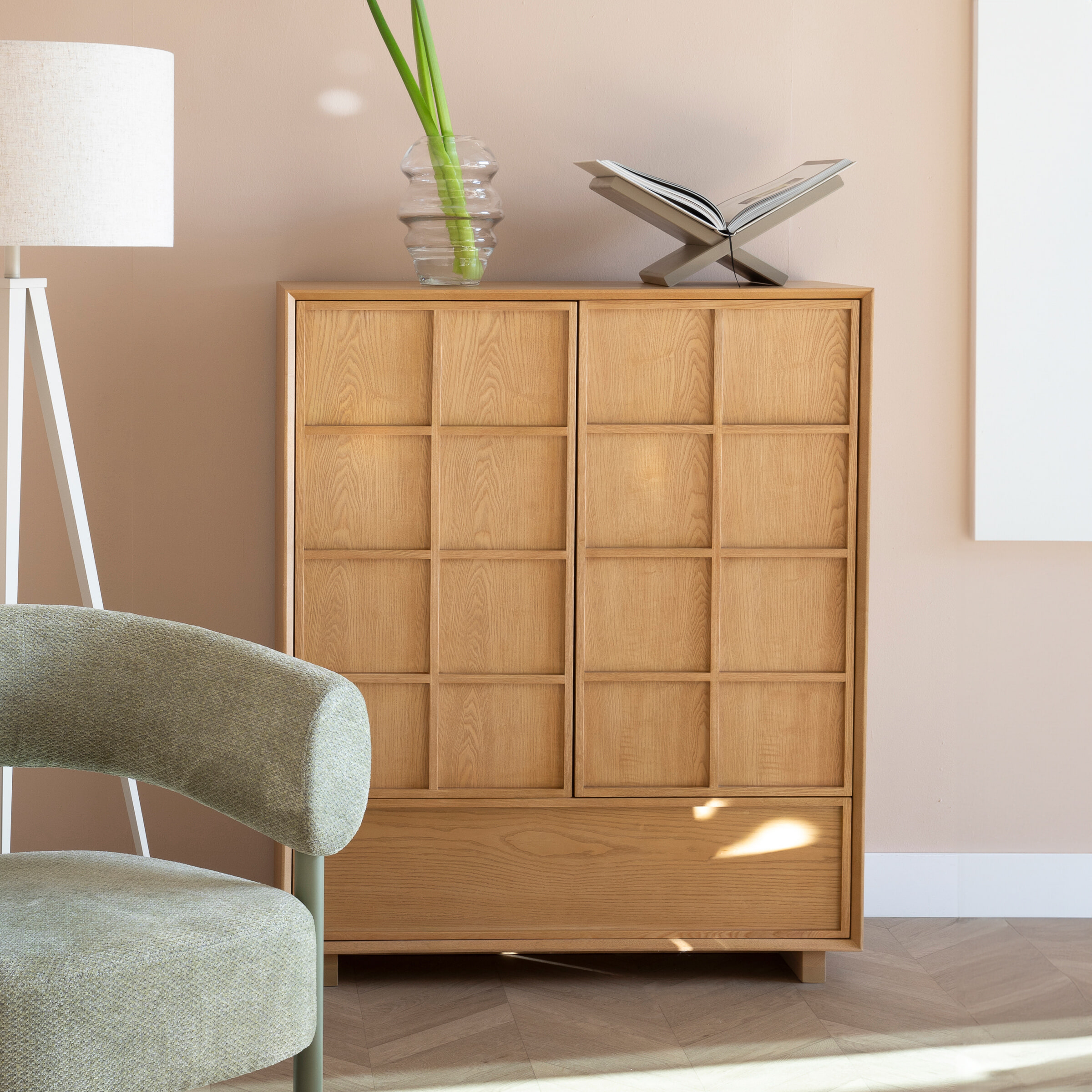 Zuiver Opbergkast 'Raster' Essenhout, 120 x 100cm