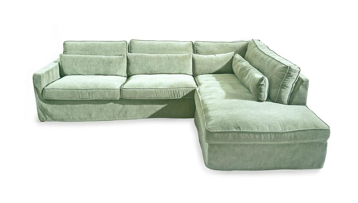 Rivièra Maison Loungebank 'Brompton Cross' Rechts, Velvet, kleur Mint Rivièra Maison Loungebank 'Brompton Cross' Rechts, Velvet, kleur Mint