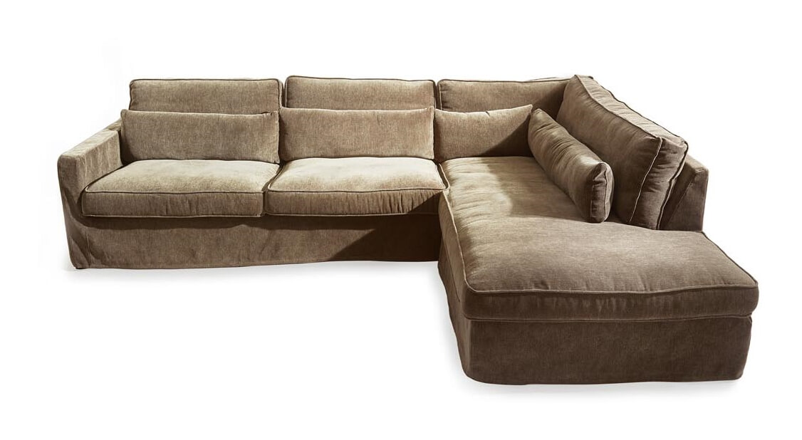 Rivièra Maison Loungebank 'Brompton Cross' Rechts, Velvet, kleur Clay Rivièra Maison Loungebank 'Brompton Cross' Rechts, Velvet, kleur Clay