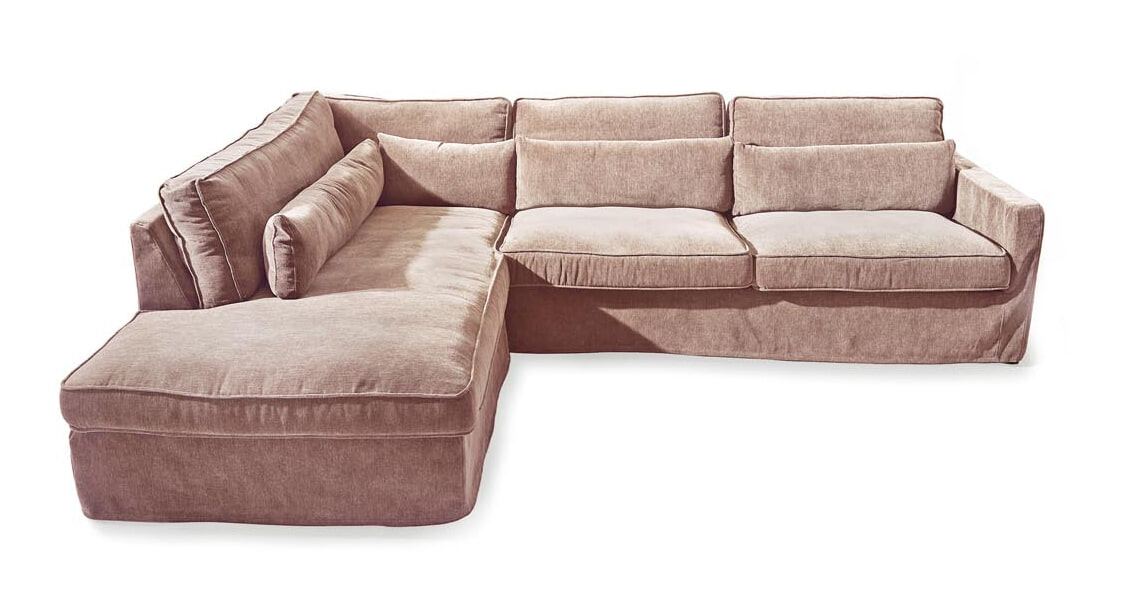 Rivièra Maison Loungebank 'Brompton Cross' Links, Velvet, kleur Blossom Rivièra Maison Loungebank 'Brompton Cross' Links, Velvet, kleur Blossom