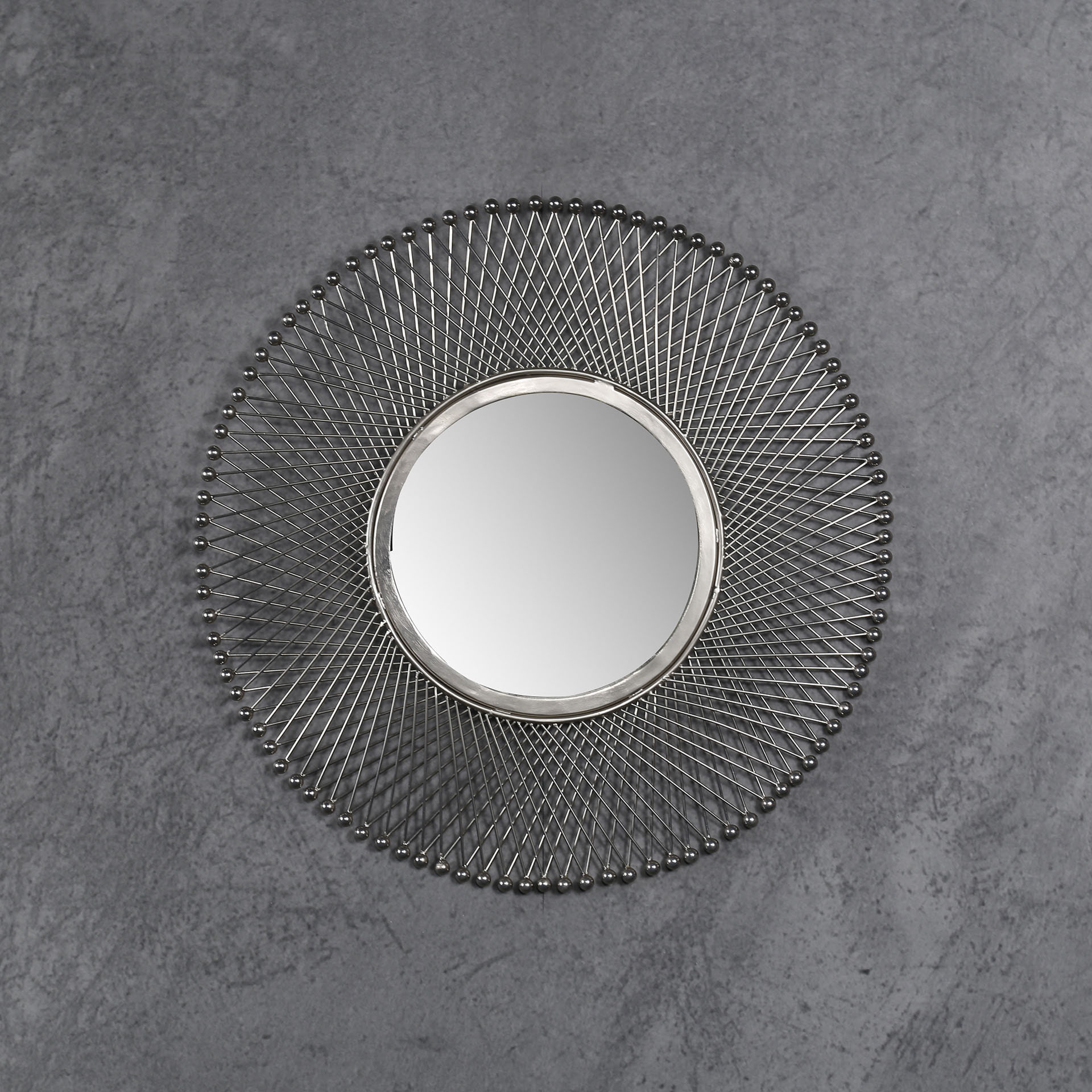 Spiegel 'Lucille' Ø50cm, kleur Antiek Nikkel Spiegel 'Lucille' Ø50cm, kleur Antiek Nikkel