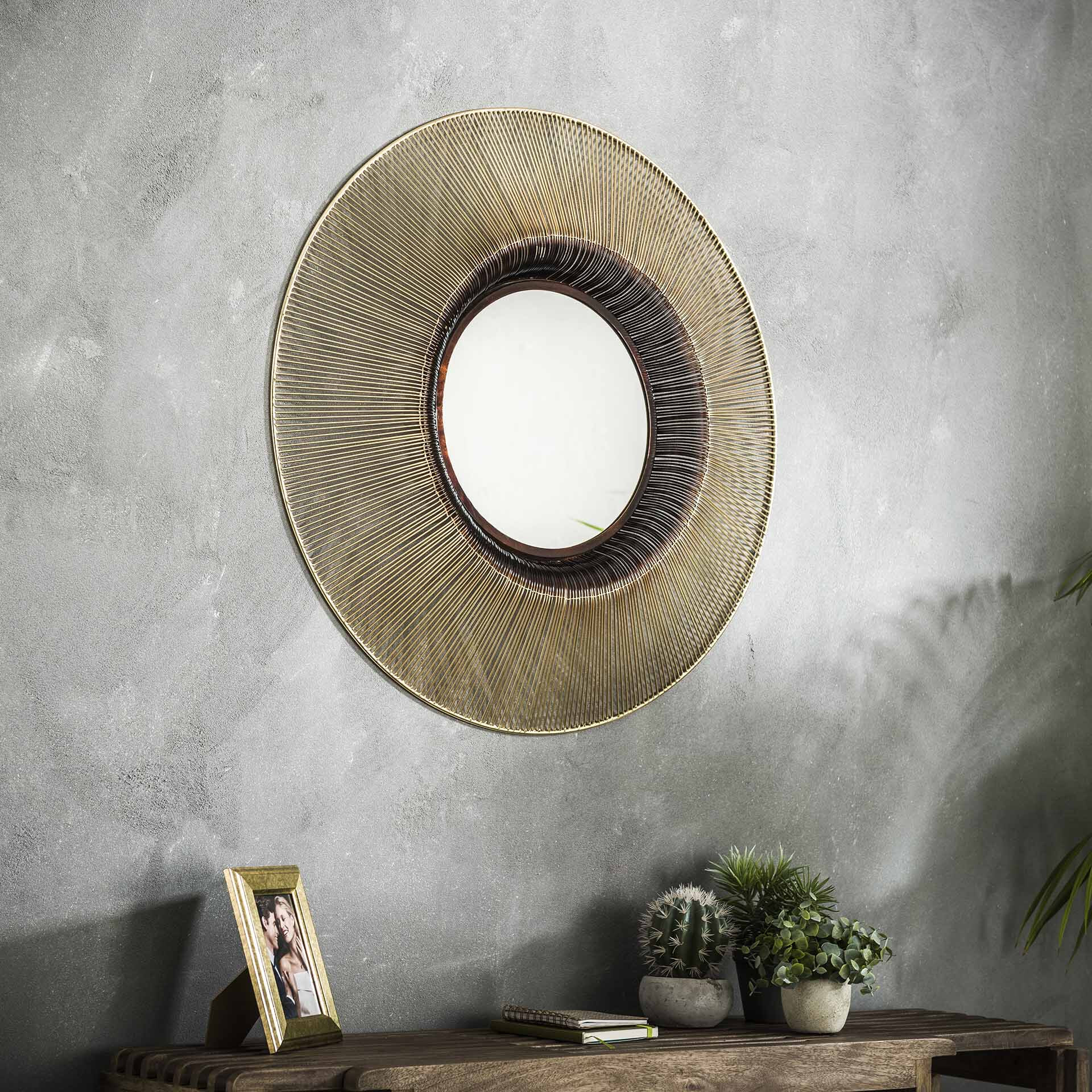Spiegel 'Zooey' Ø80cm, kleur goud Spiegel 'Zooey' Ø80cm, kleur goud