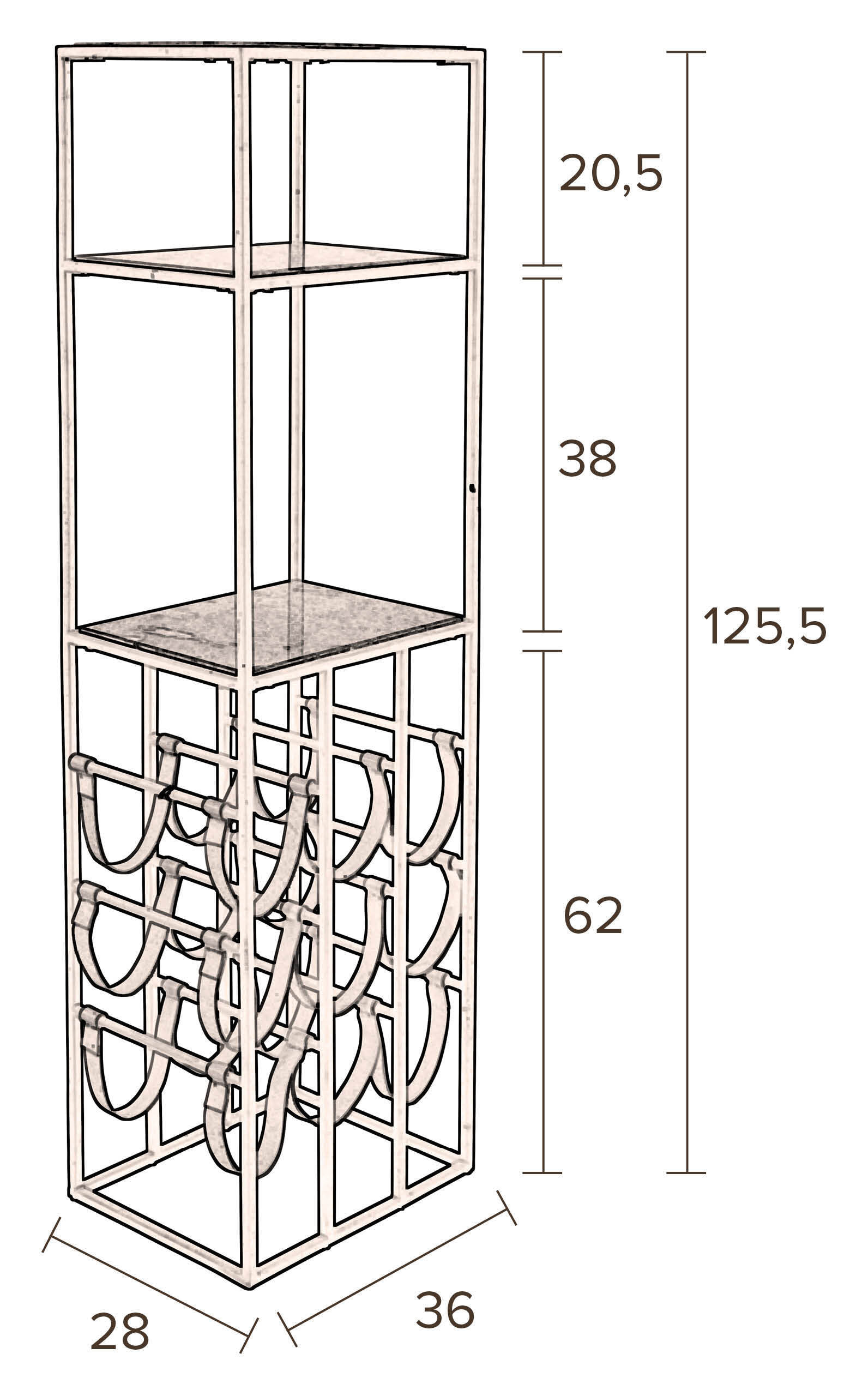 Dutchbone Wijnkast 'Mil' Groen marmer, 125.5 x 36cm