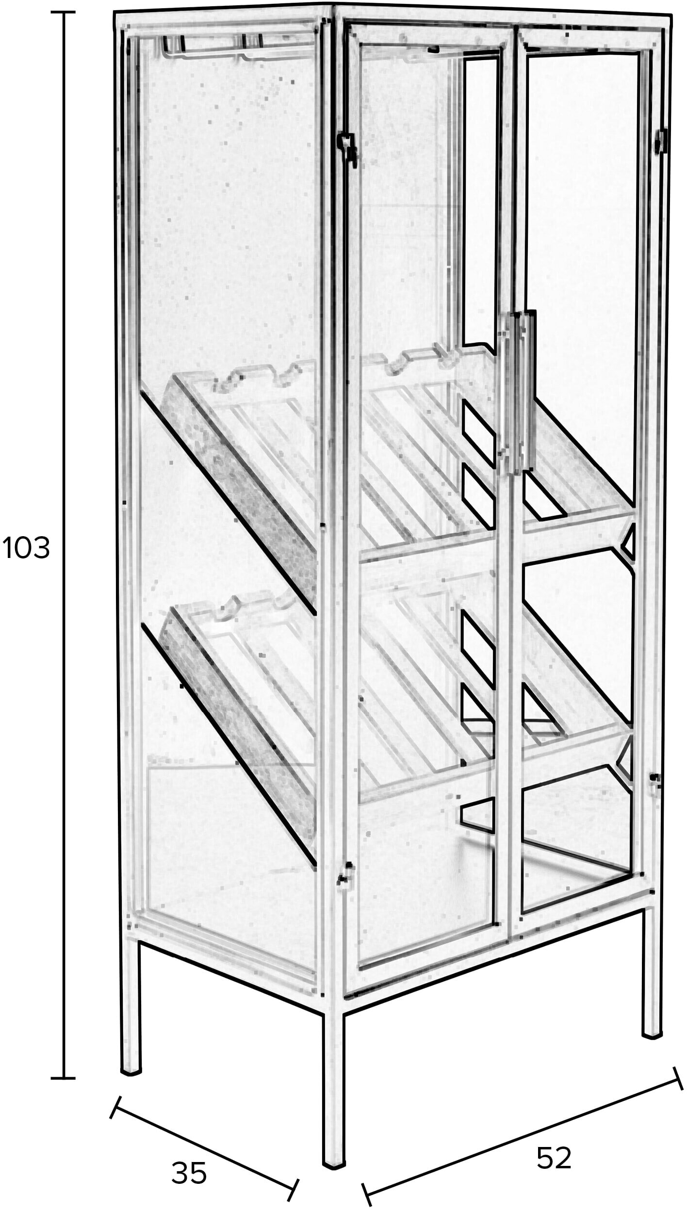 ZILT Wijnkast 'Erickson' Voor 10 flessen, 103 x 52cm