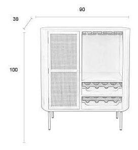 ZILT Wijnkast 'Meja' Rattan, 100 x 90cm