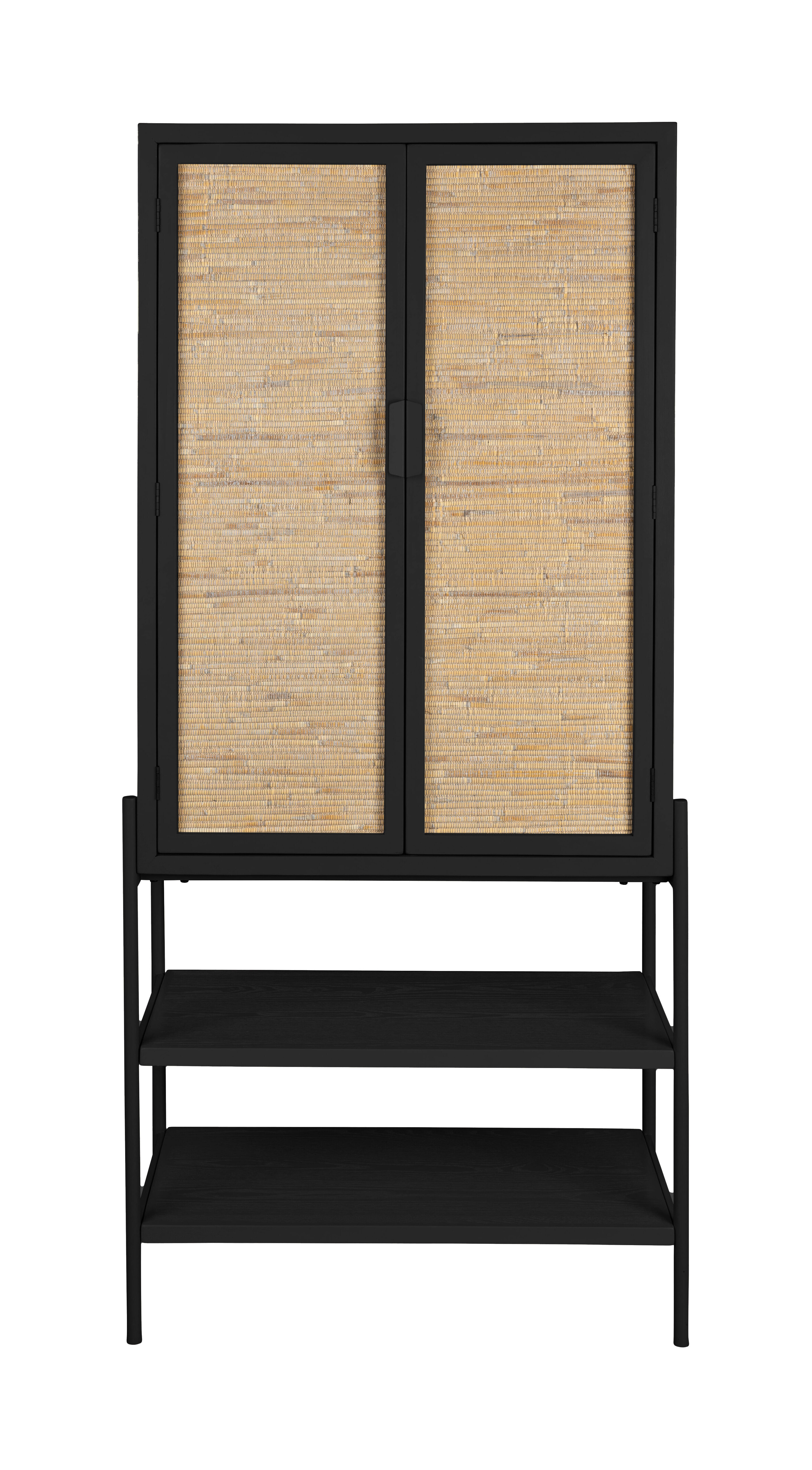 Dutchbone Opbergkast 'Yasu' Rattan, 160 x 70cm, kleur Zwart