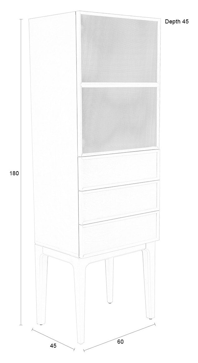 Zuiver Opbergkast 'June' Eikenhout en metaal, Met 1 deur en 3 laden