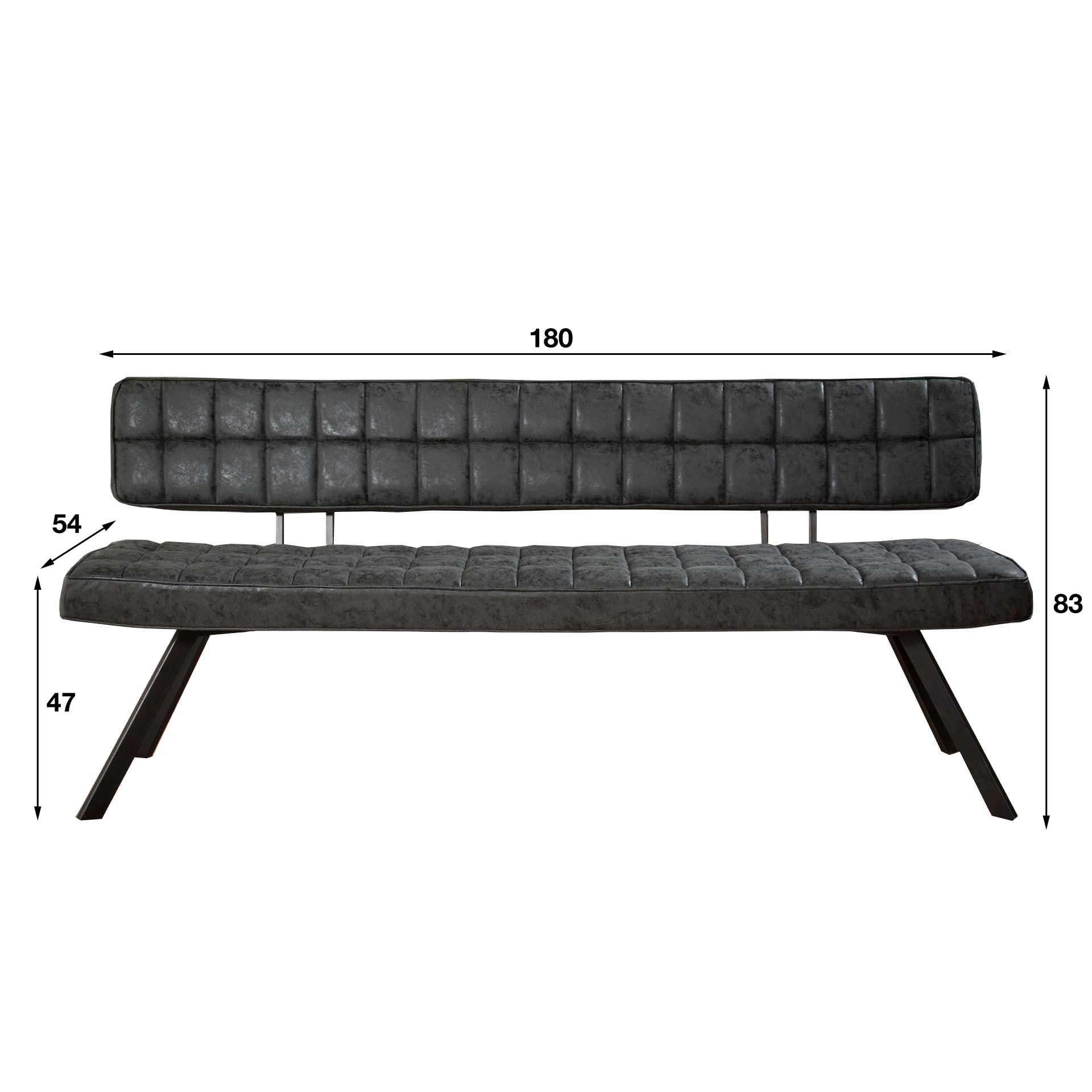 Eetkamerbank 'Ginger' 180cm, kleur Zwart