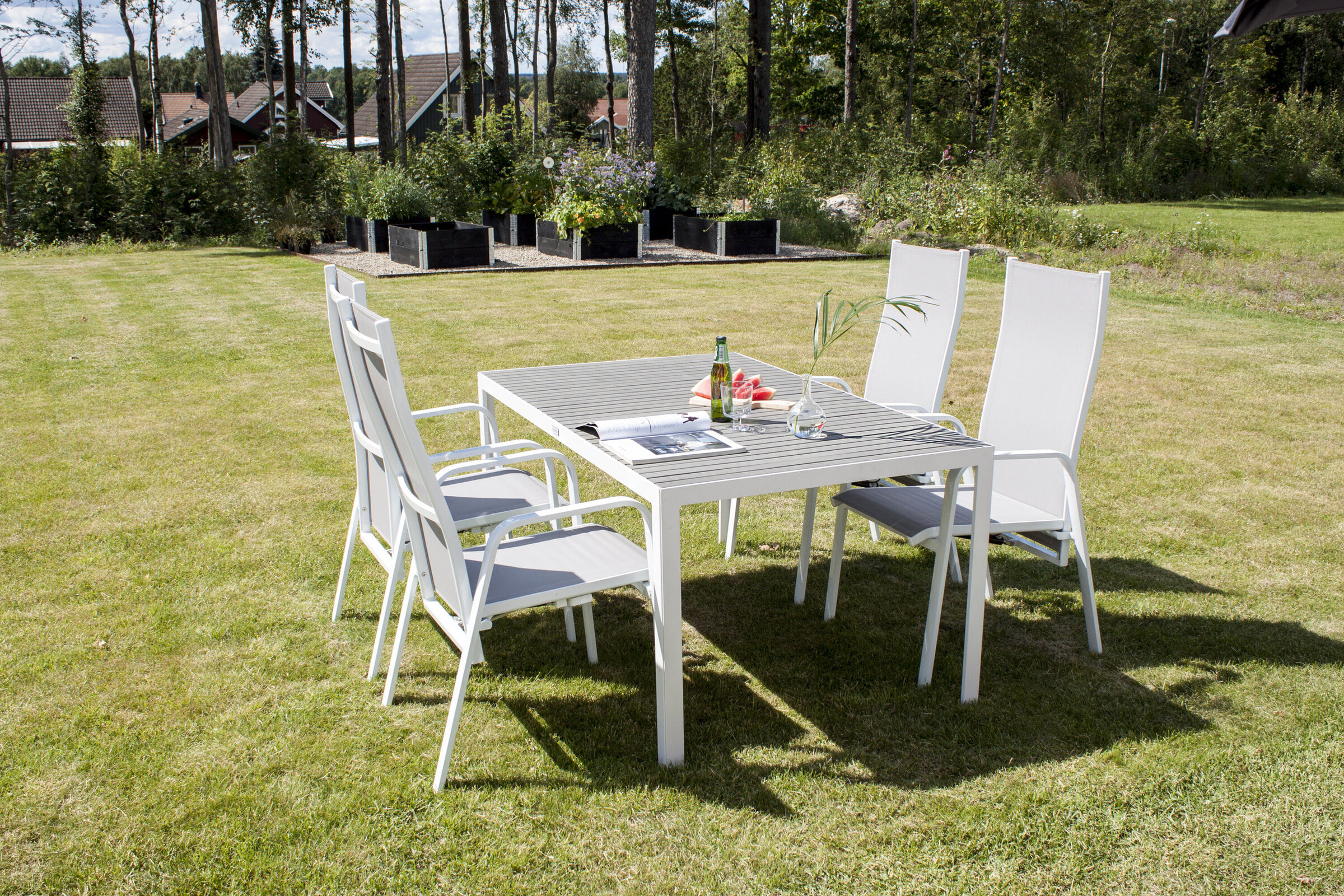Nohr Verstelbare Tuinstoel 'Lasheka' kleur Wit/Grijs
