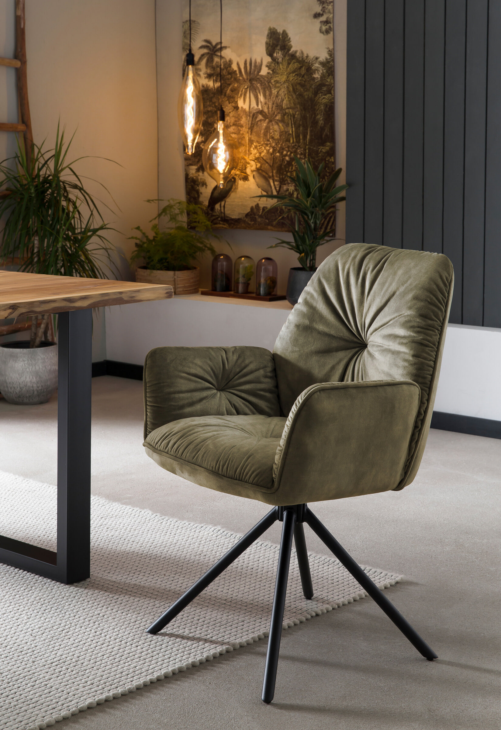 Artistiq Eetkamerstoel 'Gadi' Velvet, kleur Groen