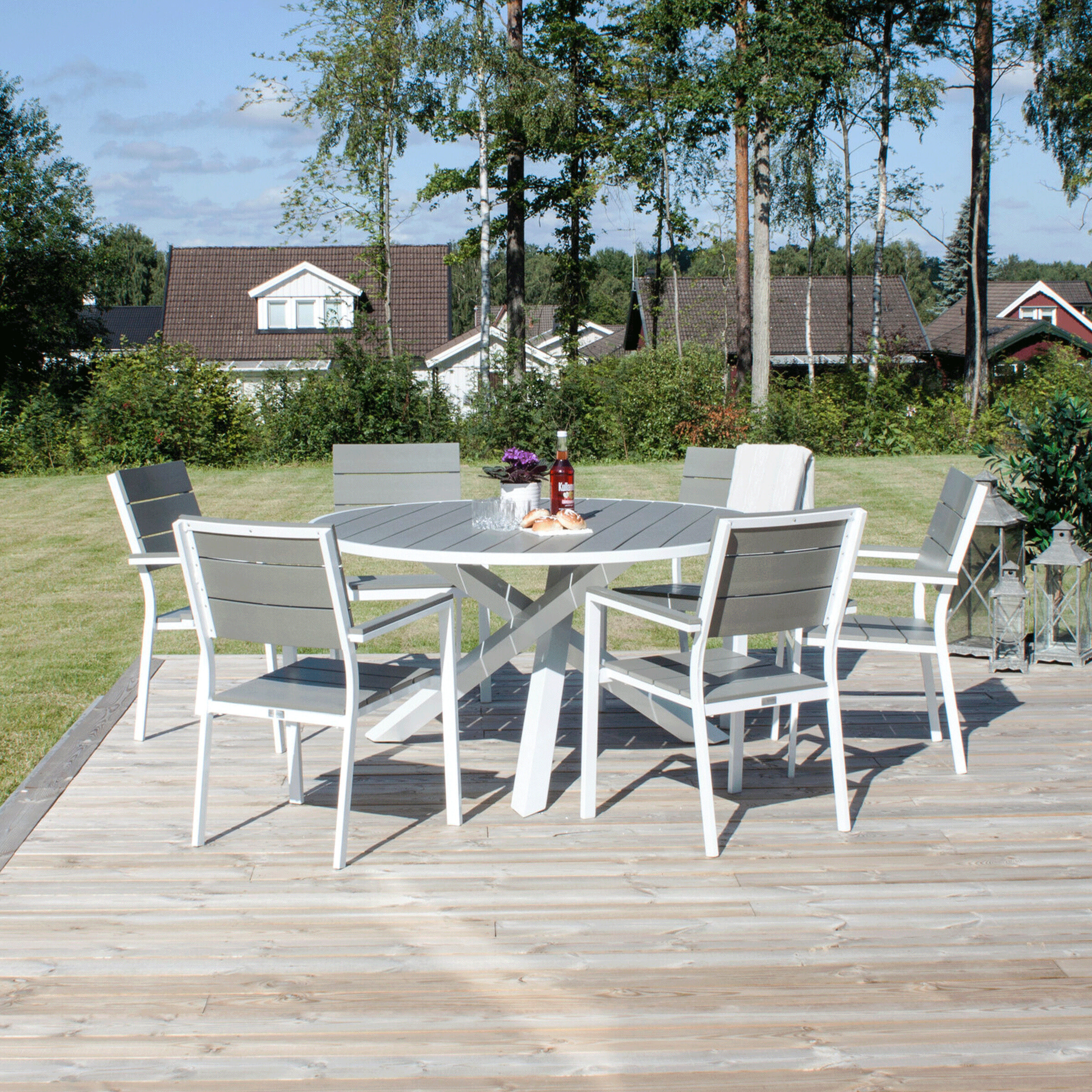 Nohr Ronde Tuintafel 'Marnell' Polywood, 140cm, kleur Wit