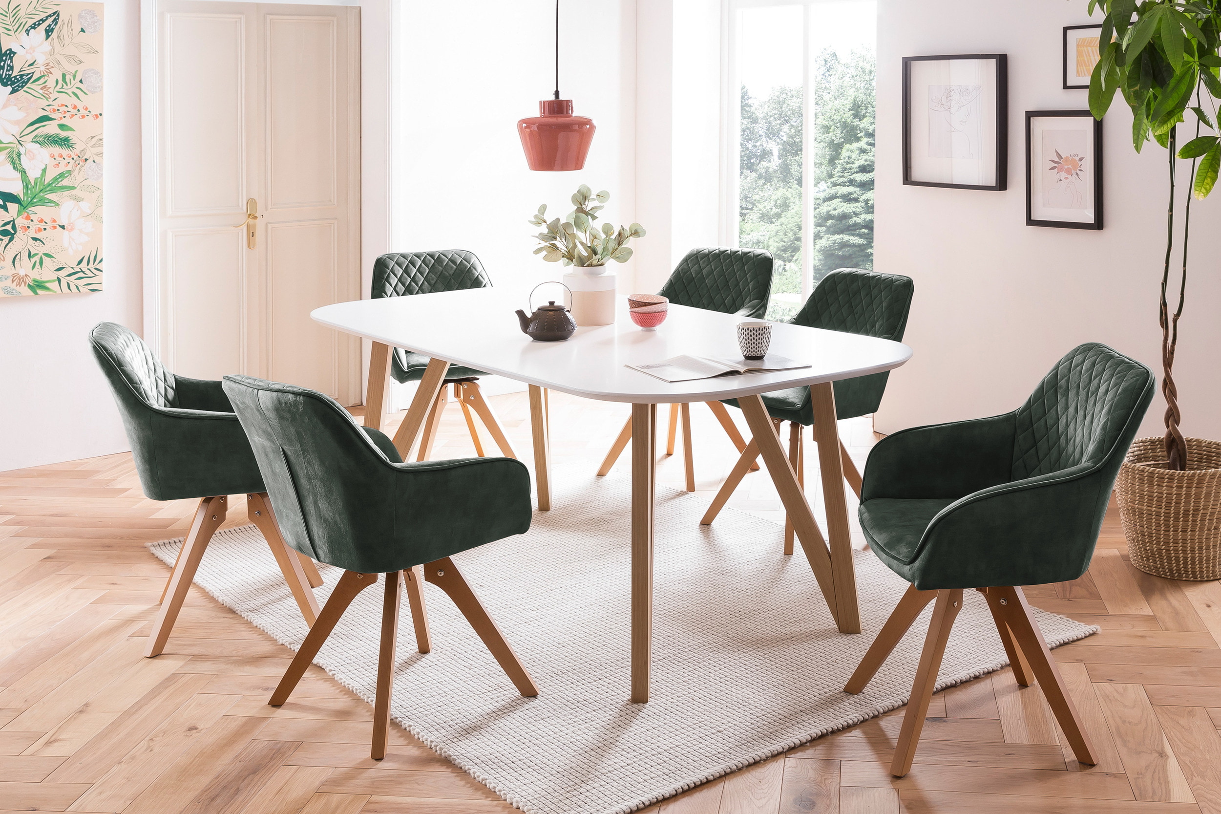 Artistiq Eetkamerstoel 'Mercur' Velvet, kleur donkergroen