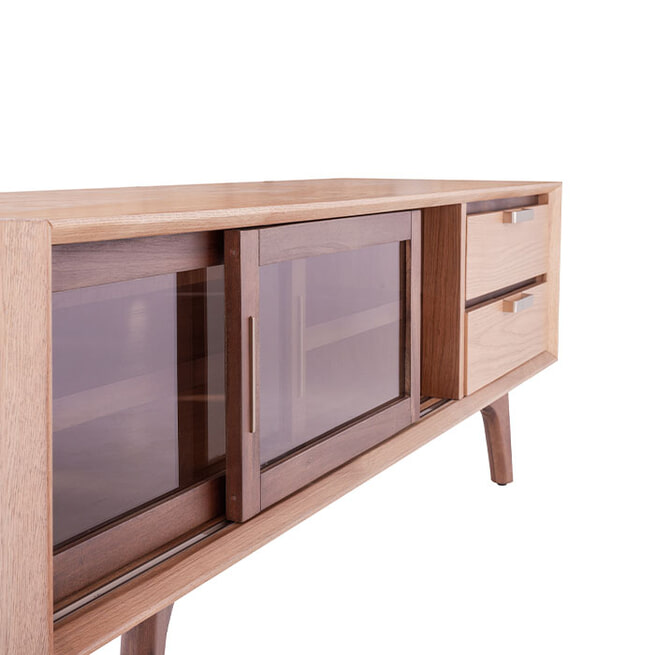 SMAQQ TV-meubel 'Chervil' Eiken en glas, 165cm
