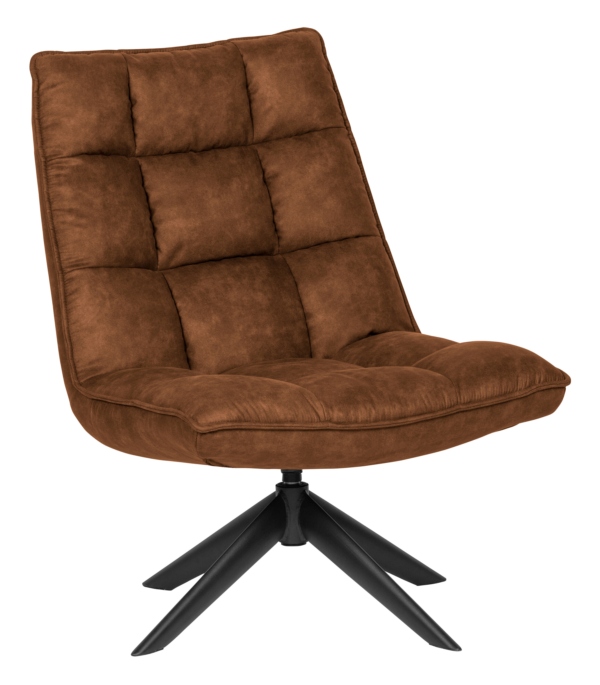 WOOOD Draaifauteuil 'Jouke' PU leder, kleur Cognac