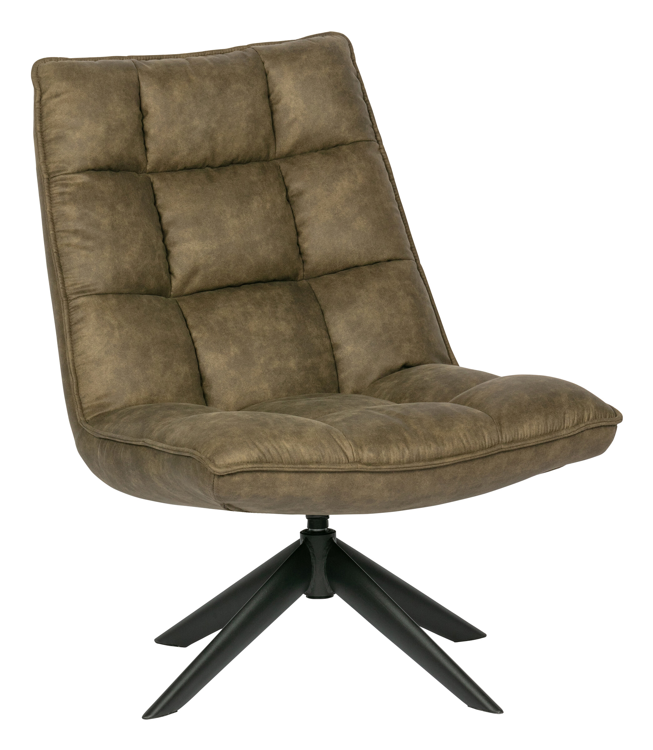 WOOOD Draaifauteuil 'Jouke' PU leder, kleur Groen
