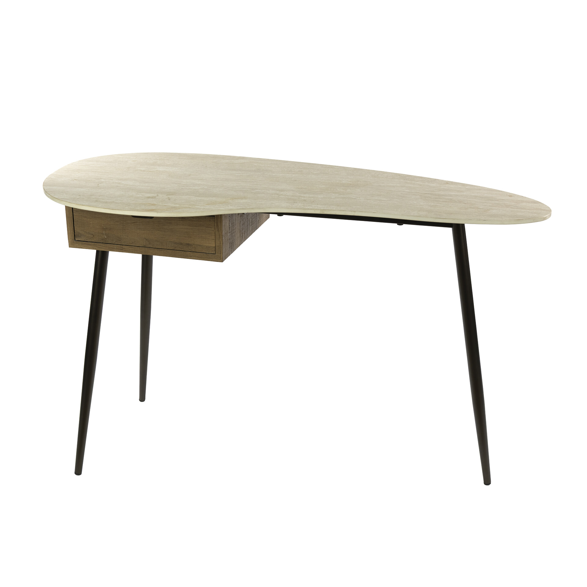 LifestyleFurn Bureau/Kaptafel 'Jaems' Travertin- en eikenlook, 127 x 62cm