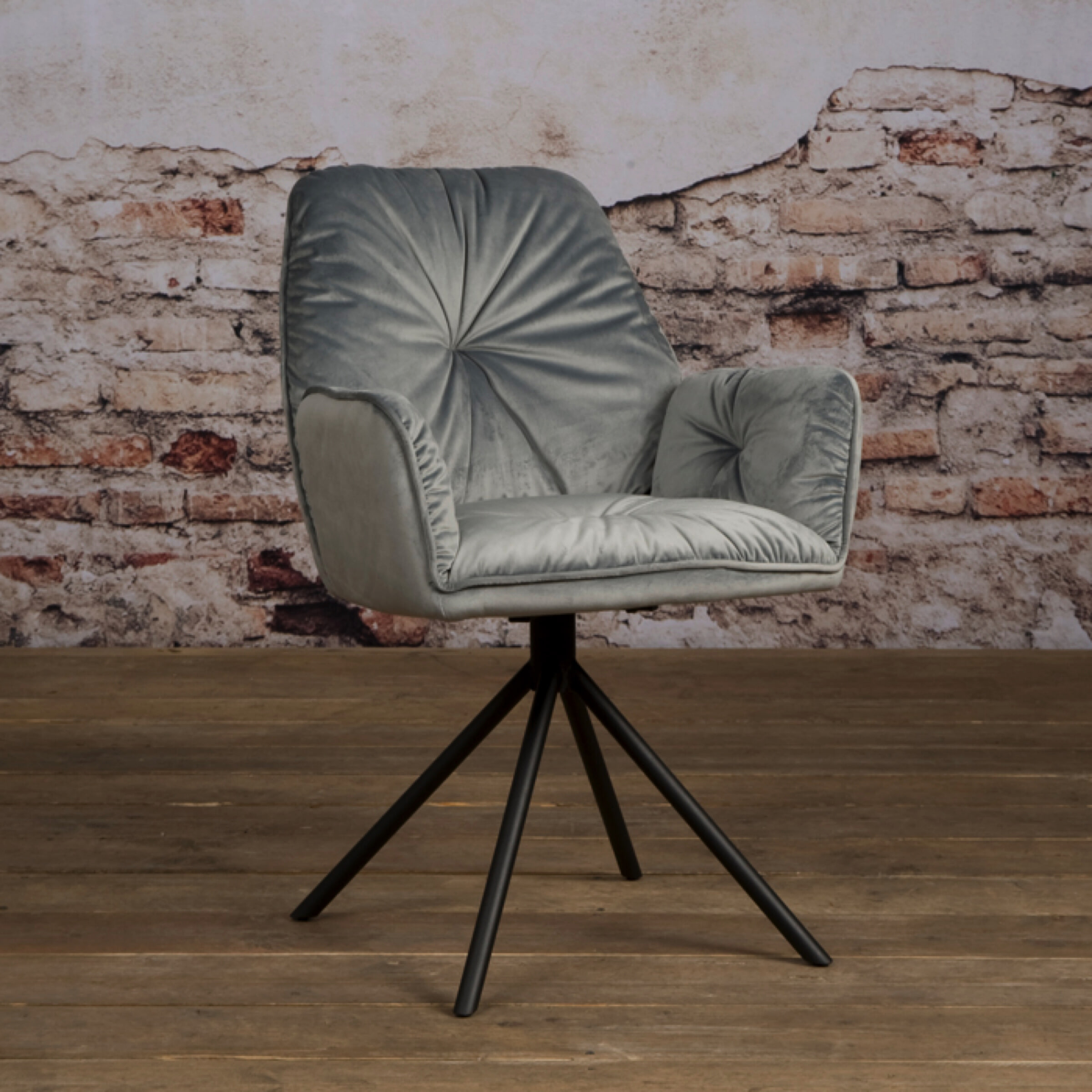 Tower Living Eetkamerstoel 'Palma' met armleuning, kleur Grijs Tower Living Eetkamerstoel 'Palma' met armleuning, kleur Grijs