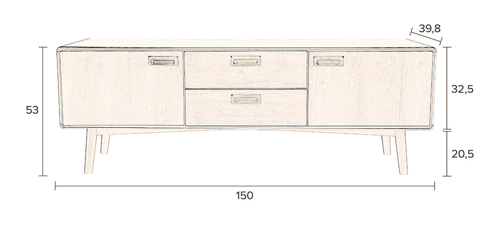 Dutchbone TV-meubel 'Juju' Walnoot, 150cm