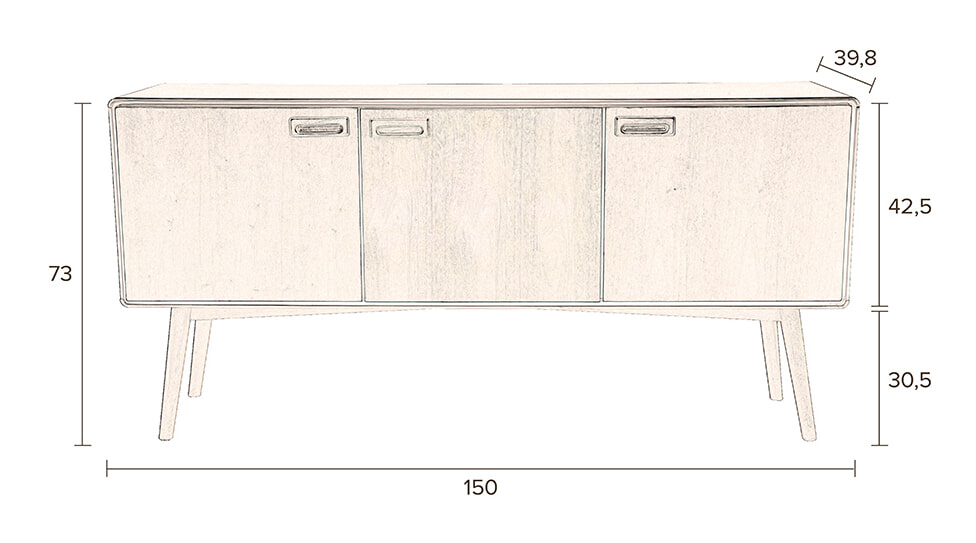 Dutchbone Dressoir 'Juju' Walnoot, 150cm