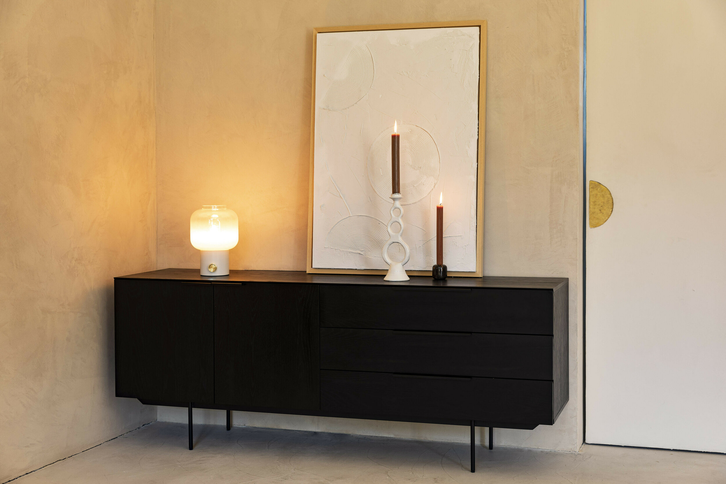 Zuiver TV-meubel 'Travis' Eikenhout, 180cm, kleur Zwart