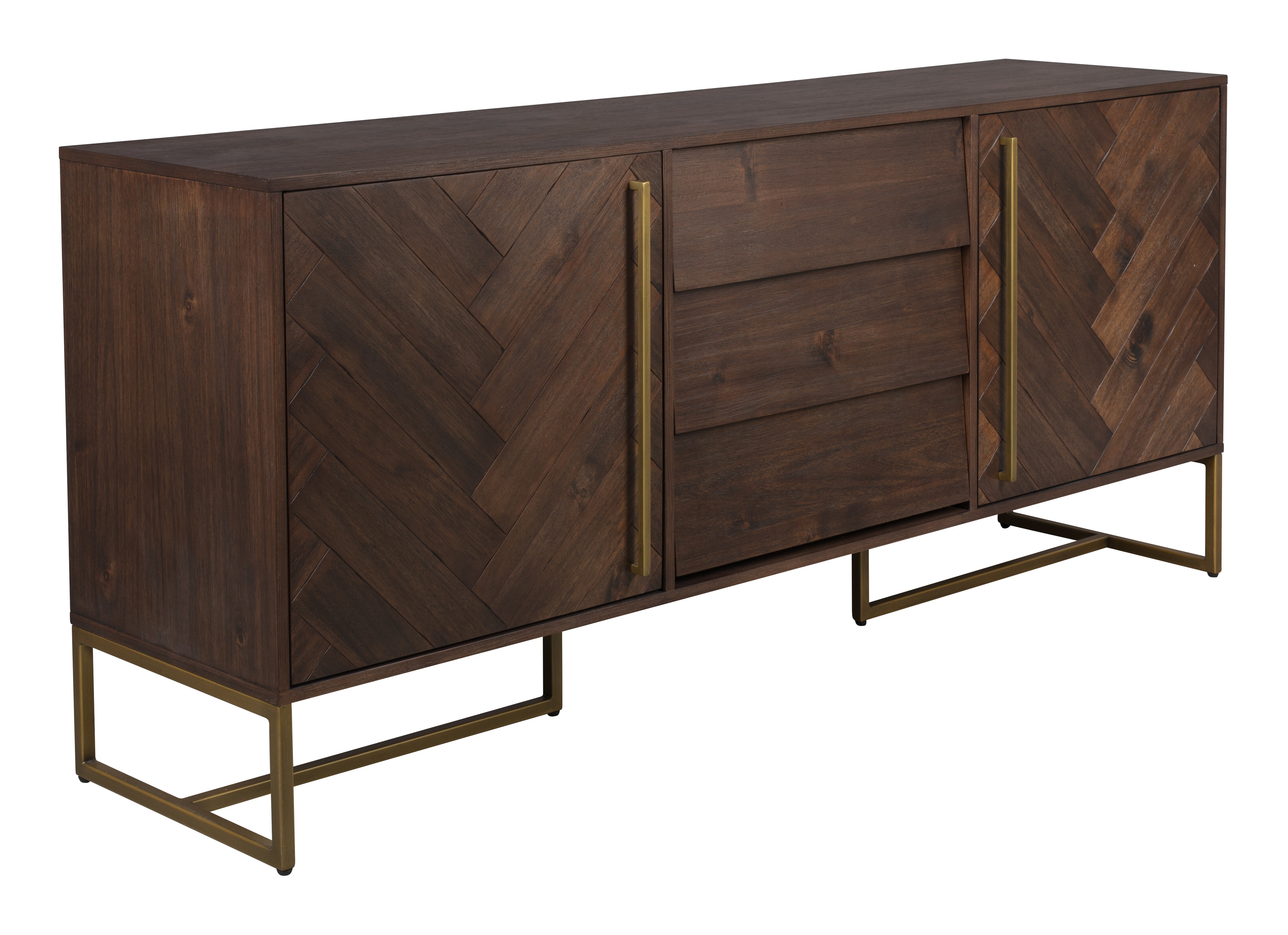 Dutchbone Dressoir 'Class' Antique Brass, 80 x 180cm, kleur Bruin