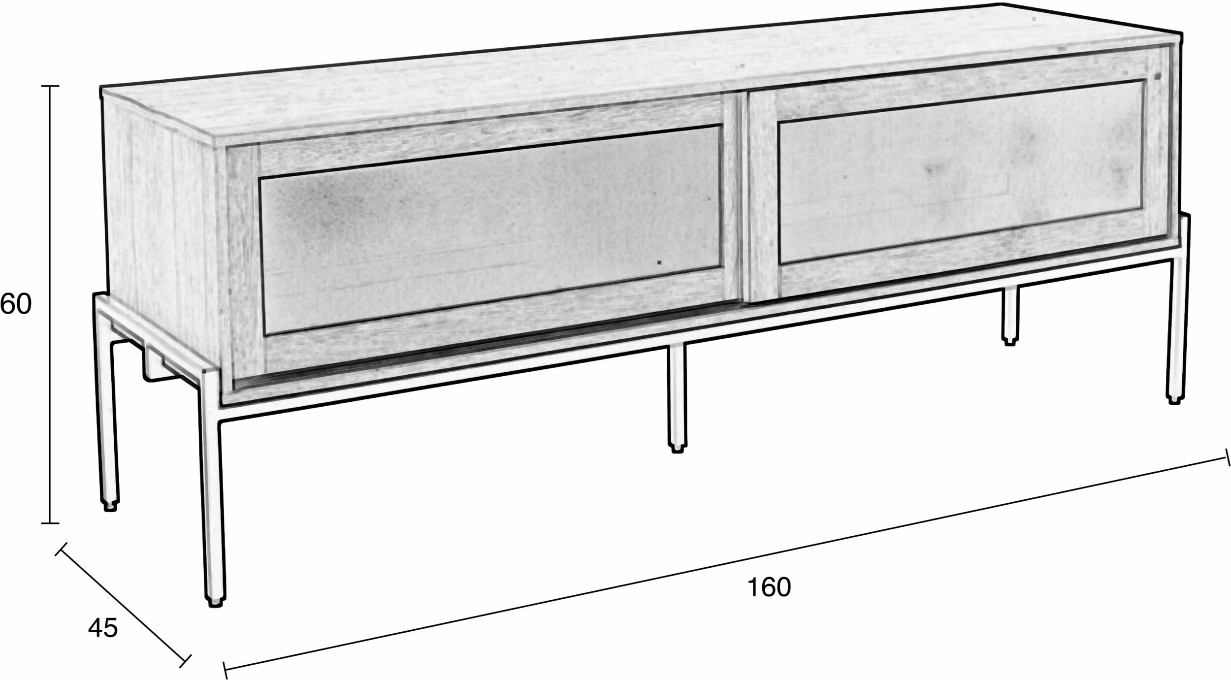 Zuiver TV-meubel 'Hardy' Eikenhout, 160cm, kleur Zwart