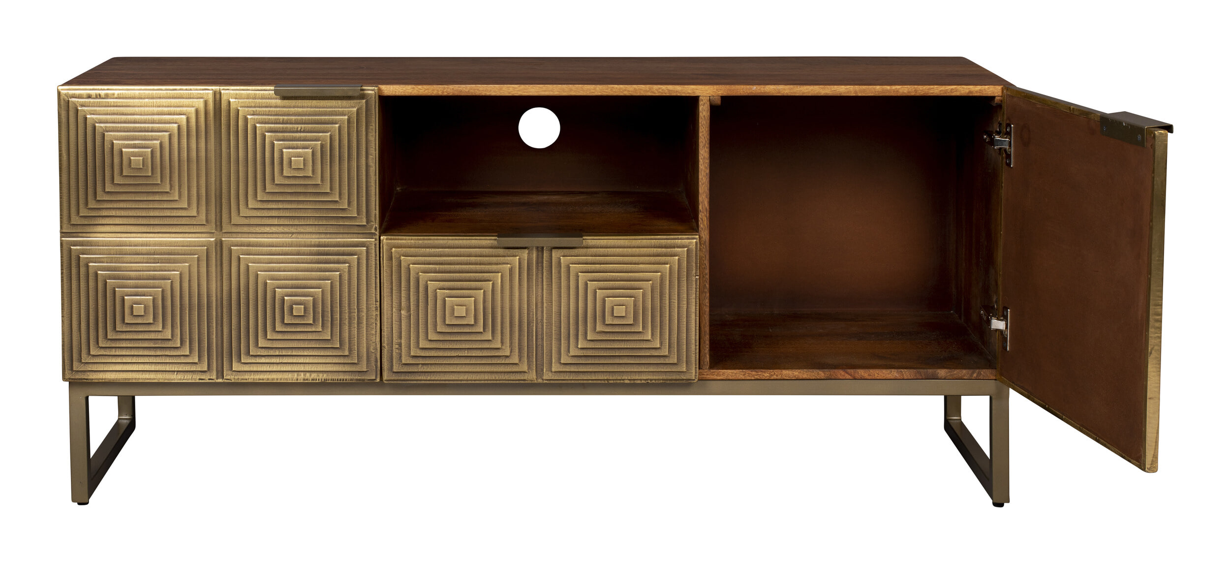 Dutchbone TV-meubel 'Volan' mangohout 135cm, kleur goud