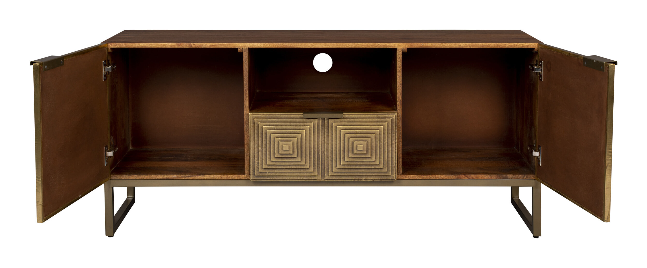 Dutchbone TV-meubel 'Volan' mangohout 135cm, kleur goud