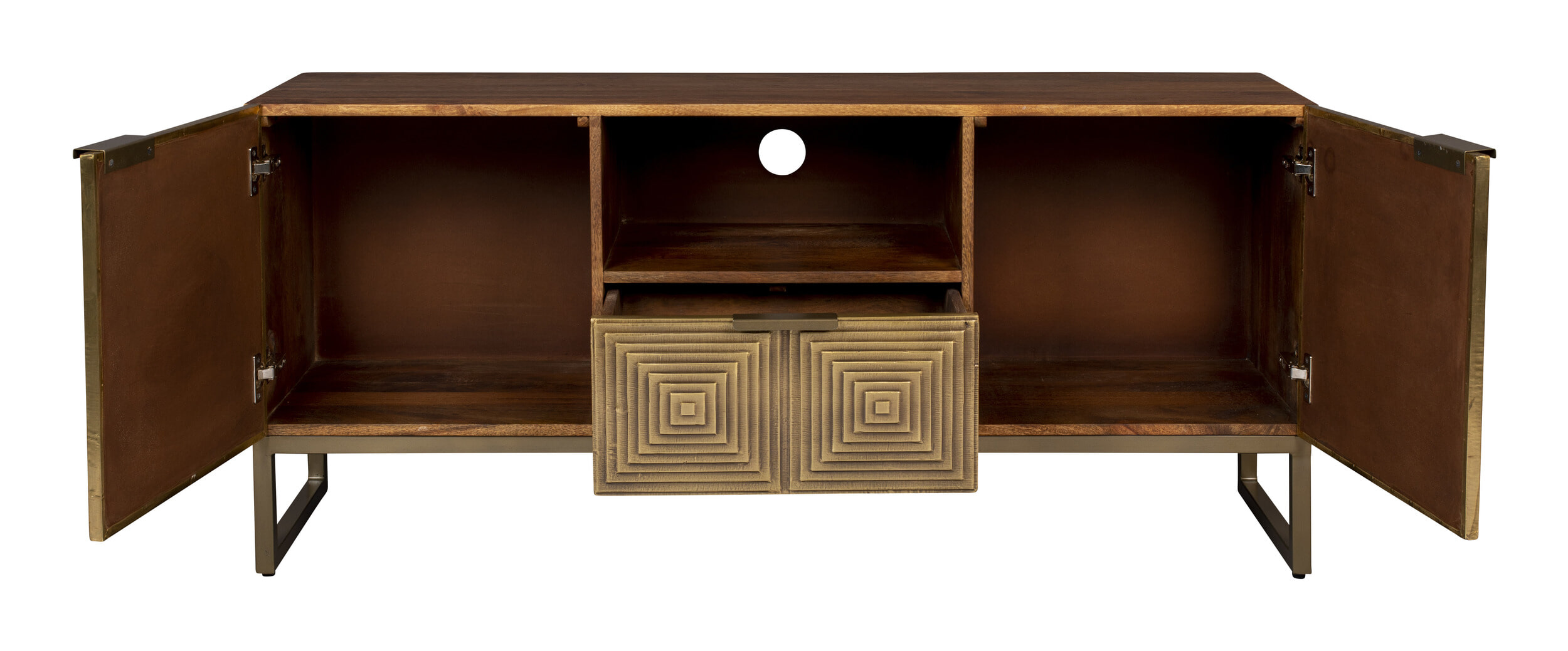 Dutchbone TV-meubel 'Volan' mangohout 135cm, kleur goud