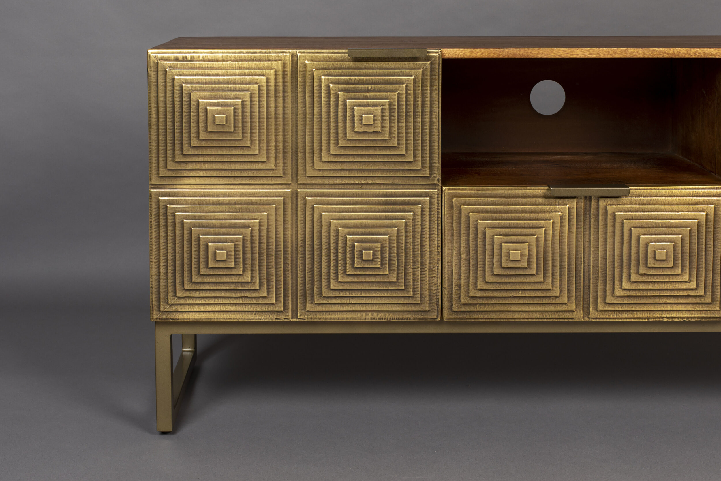 Dutchbone TV-meubel 'Volan' mangohout 135cm, kleur goud