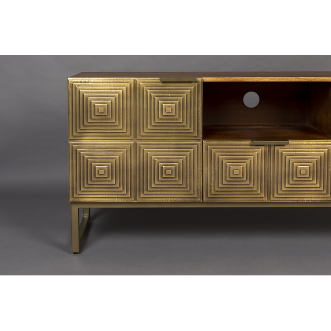 Dutchbone TV-meubel 'Volan' mangohout 135cm, kleur goud