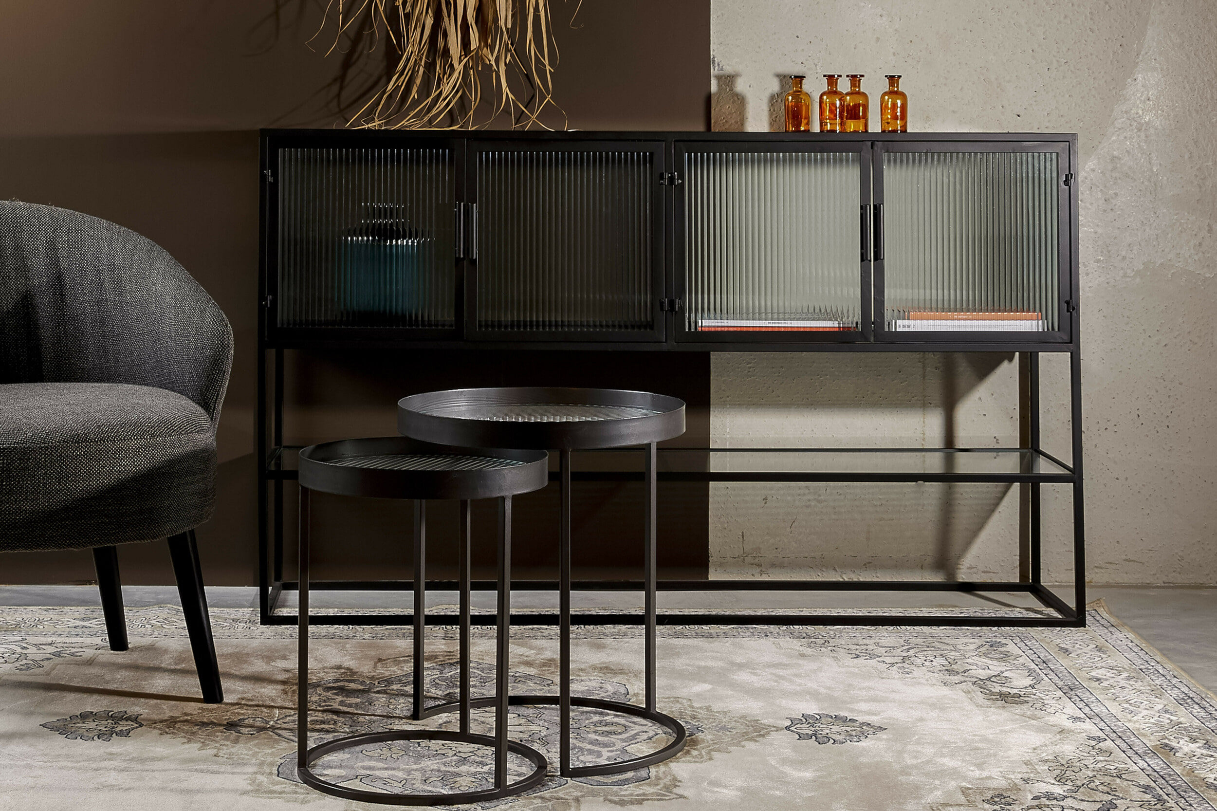 Dutchbone Dressoir 'Boli' Glas en metaal, 150cm